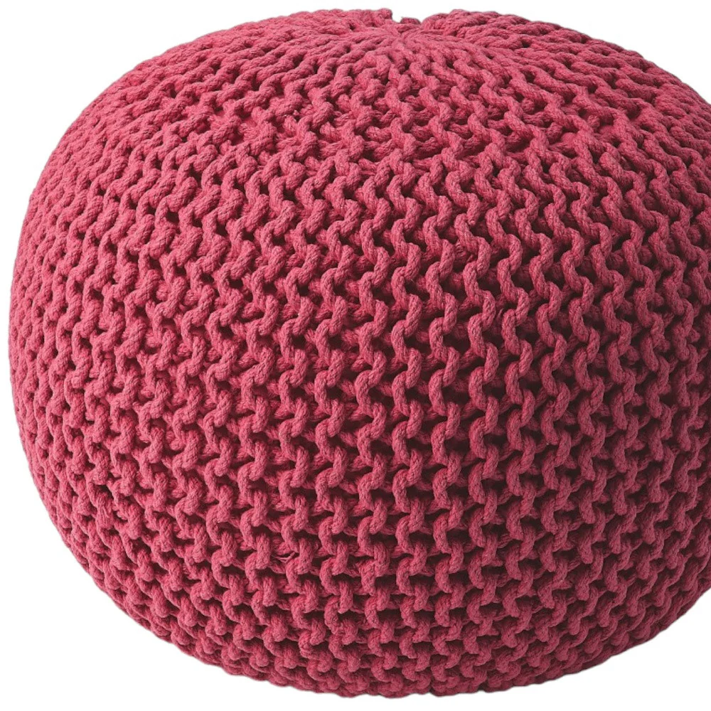 Pink Round Pouf Ottoman By Homeroots - Image 5