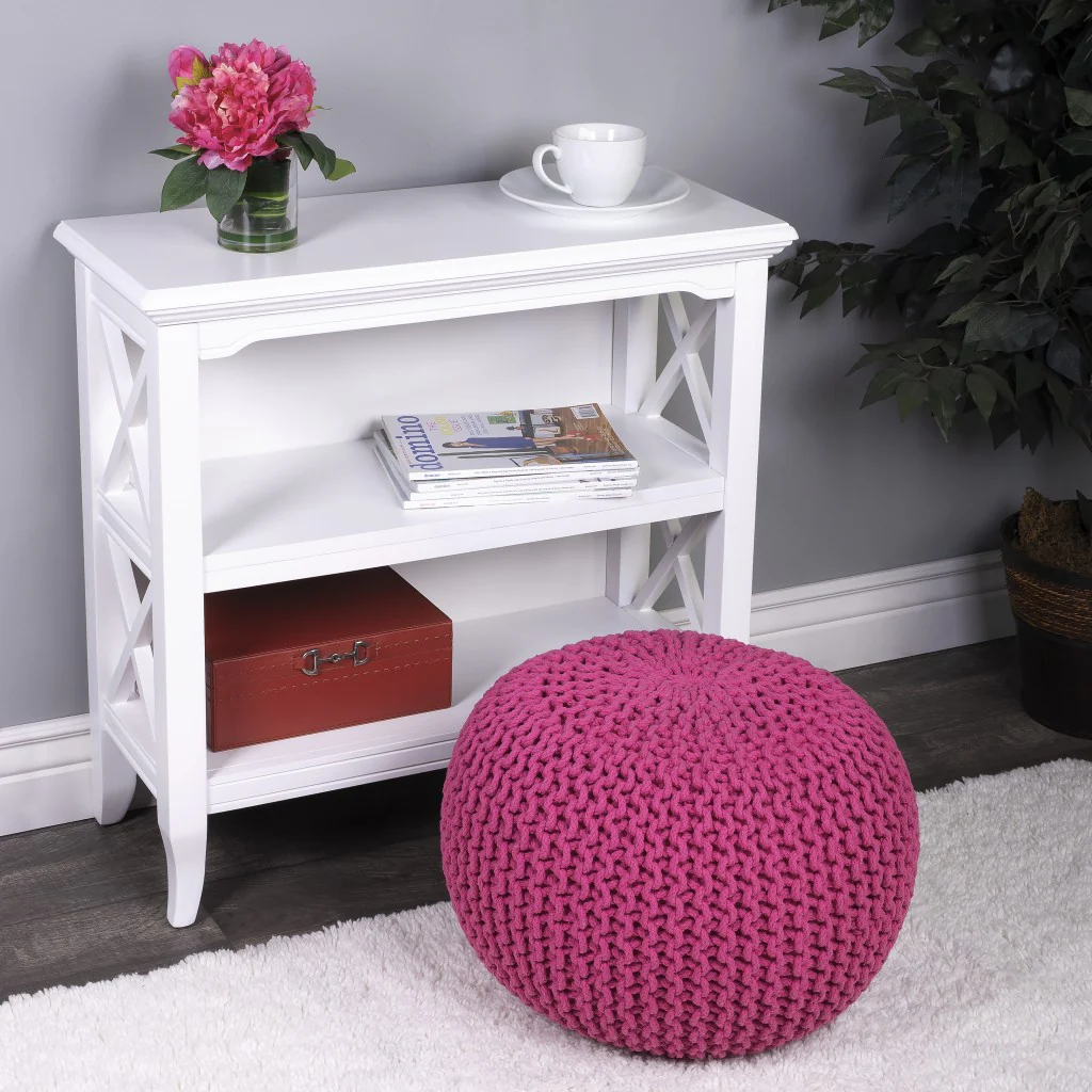 Pink Round Pouf Ottoman By Homeroots - Image 7