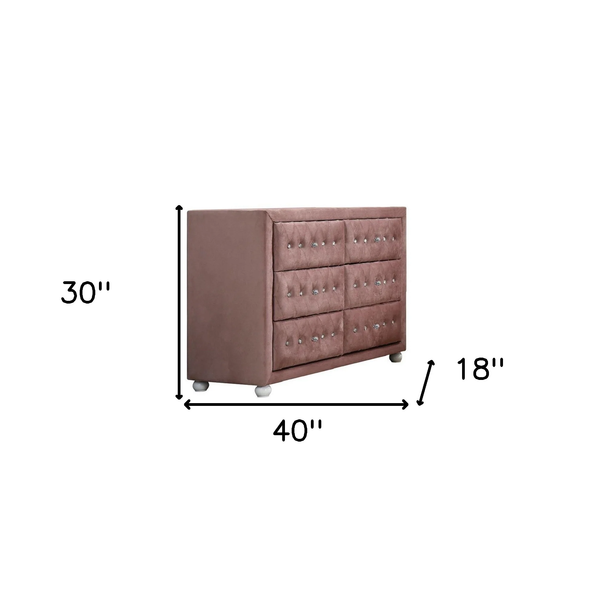 Pink Solid and Manufactured Wood Six Drawer Double Dresser By Homeroots - Image 2