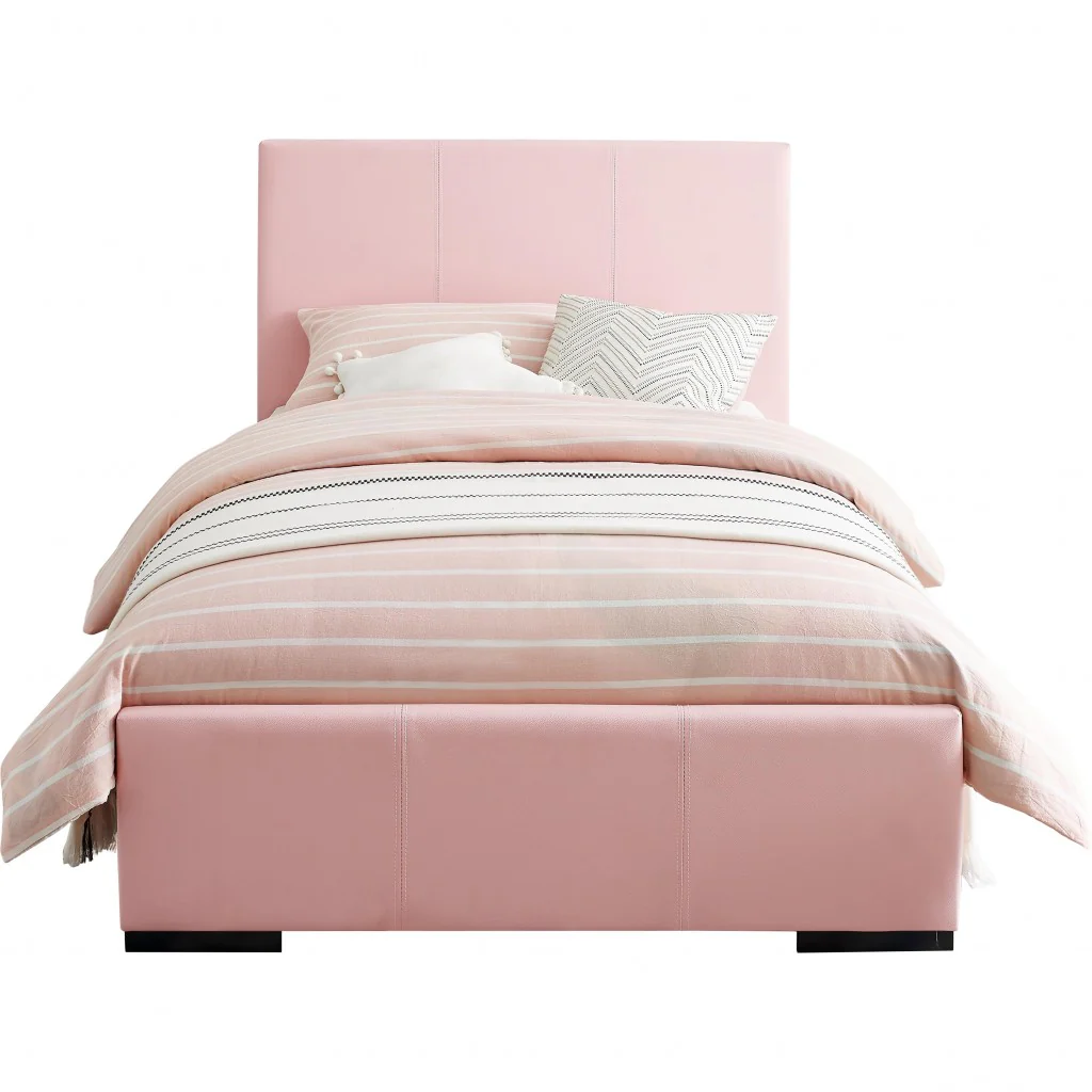 Pink Upholstered Full Platform Bed By Homeroots - Image 2