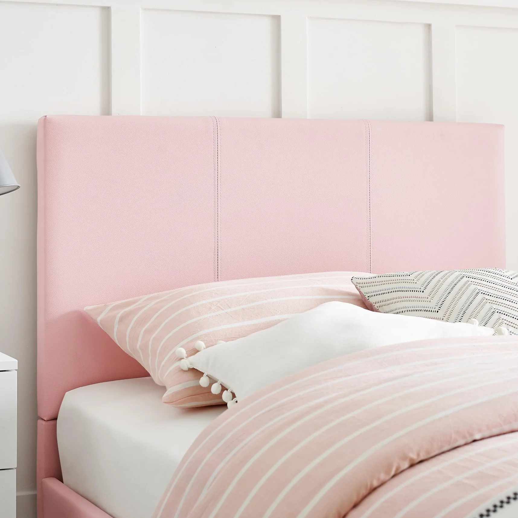Pink Upholstered Full Platform Bed By Homeroots - Image 4