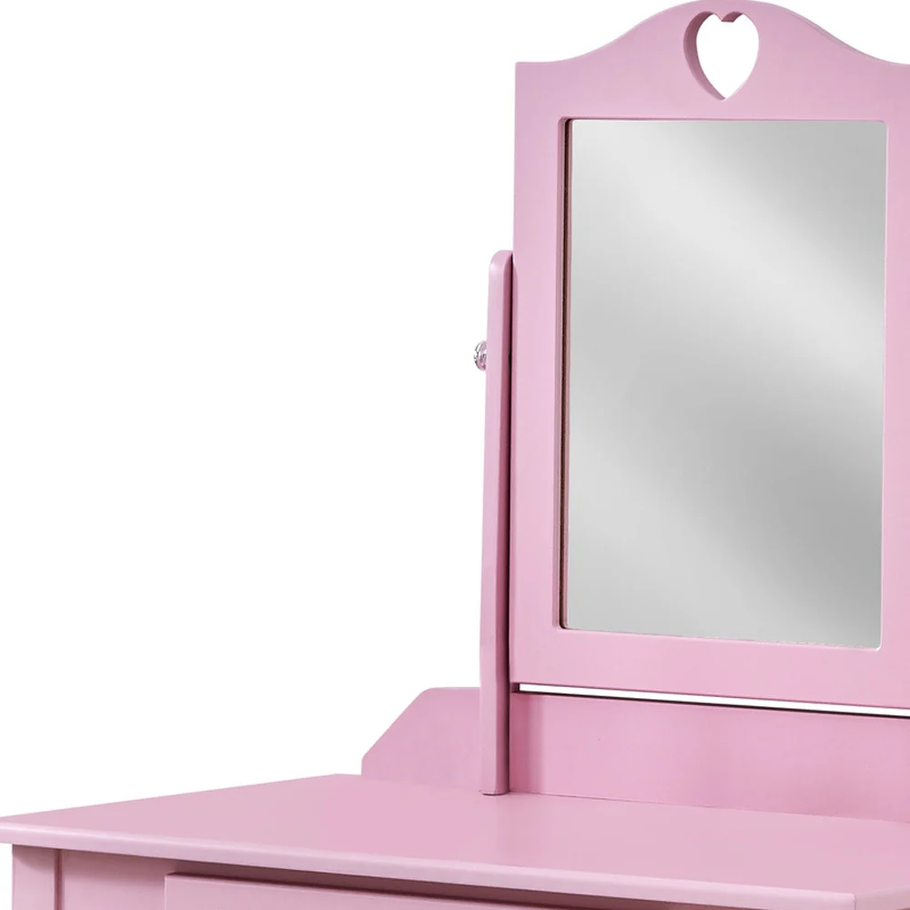 Pink Vanity Mirror And Storage Drawer By Homeroots - Image 2