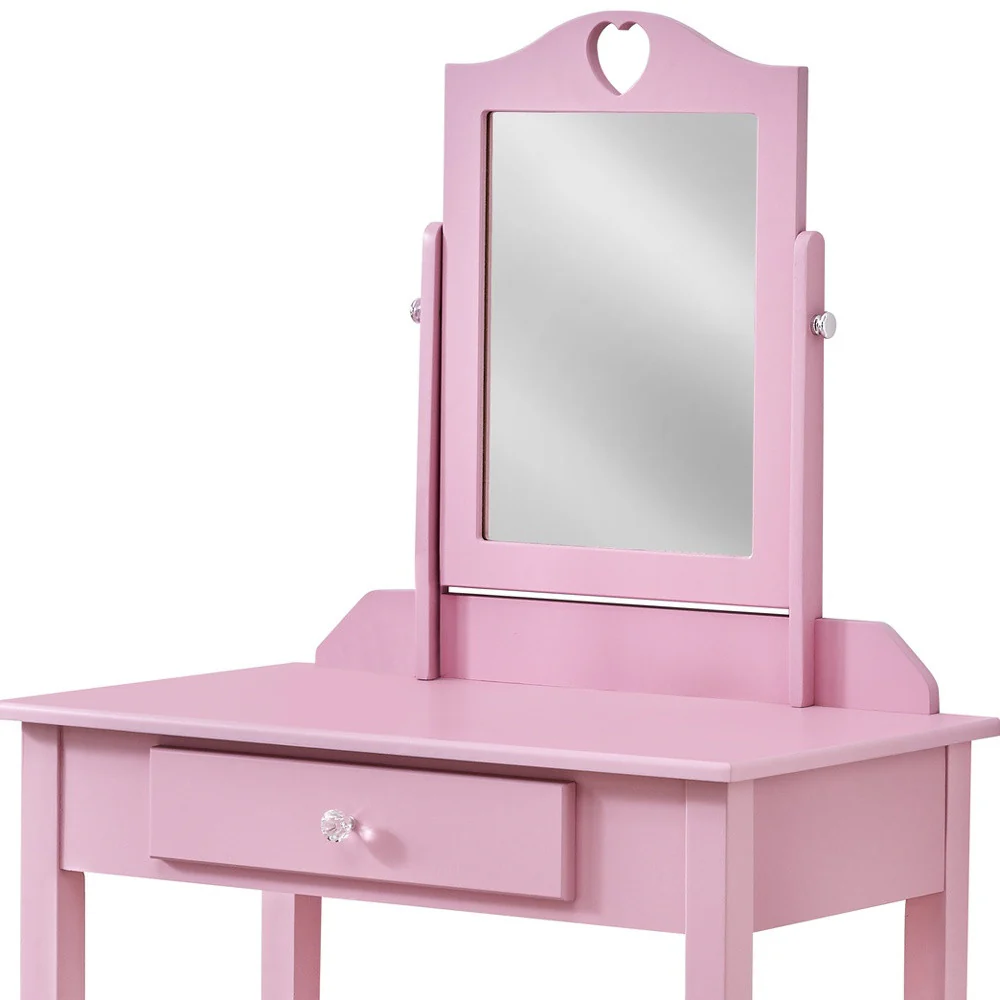 Pink Vanity Mirror And Storage Drawer By Homeroots - Image 3