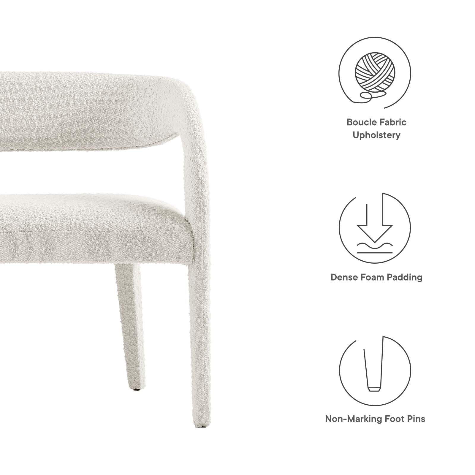 Pinnacle Boucle Fabric Accent Bench By Modway - EEI-6571 - Image 14