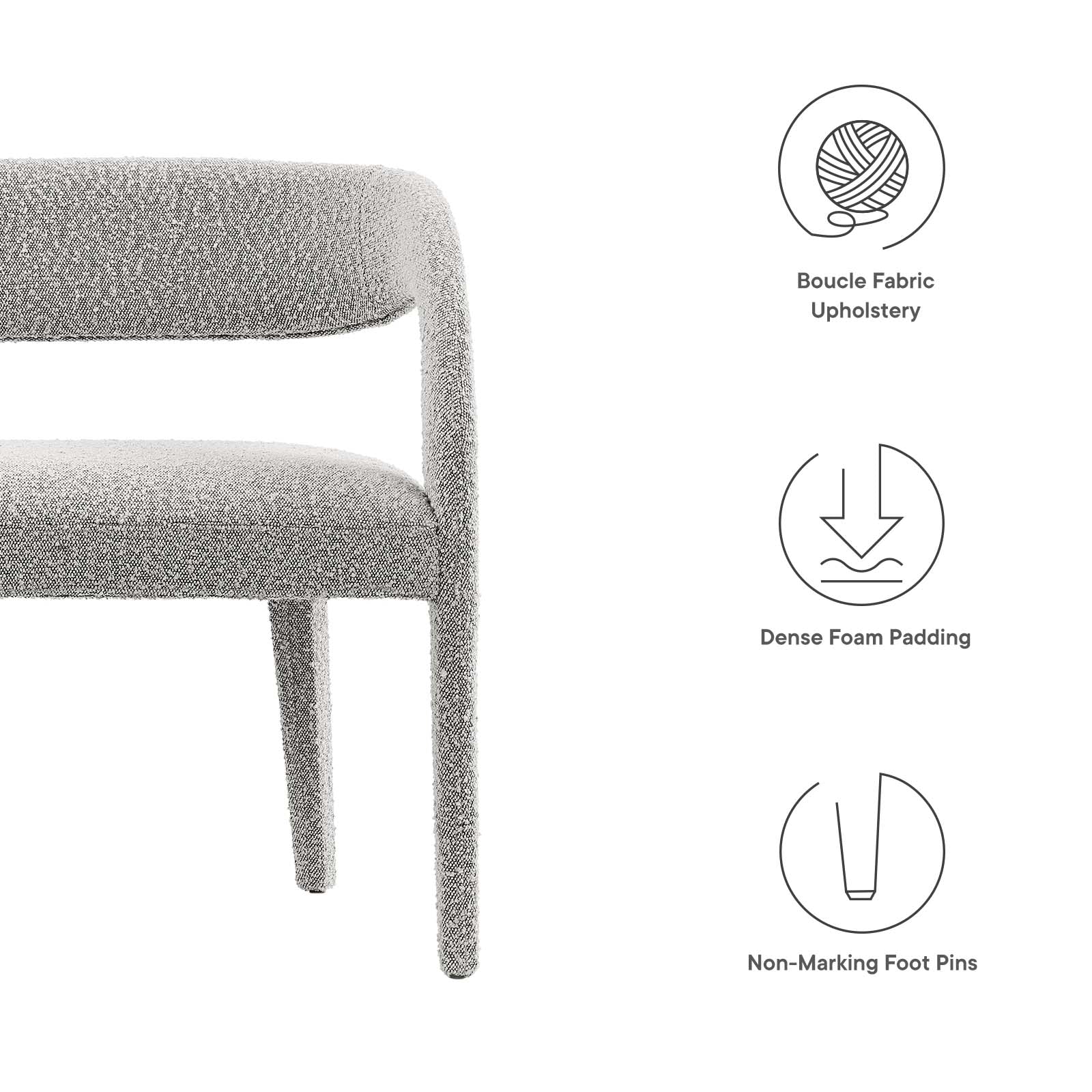 Pinnacle Boucle Fabric Accent Bench By Modway - EEI-6571 - Image 22