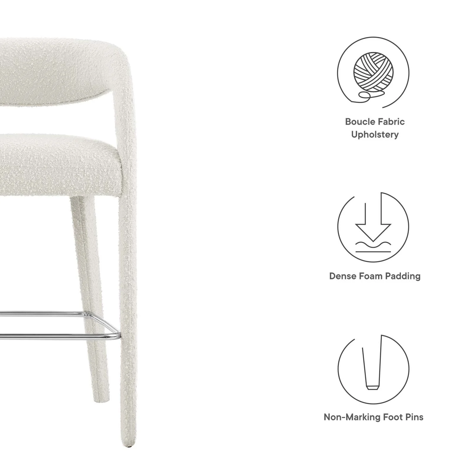 Pinnacle Boucle Upholstered Bar Stool Set of Two By Modway - EEI-6568 - Image 17