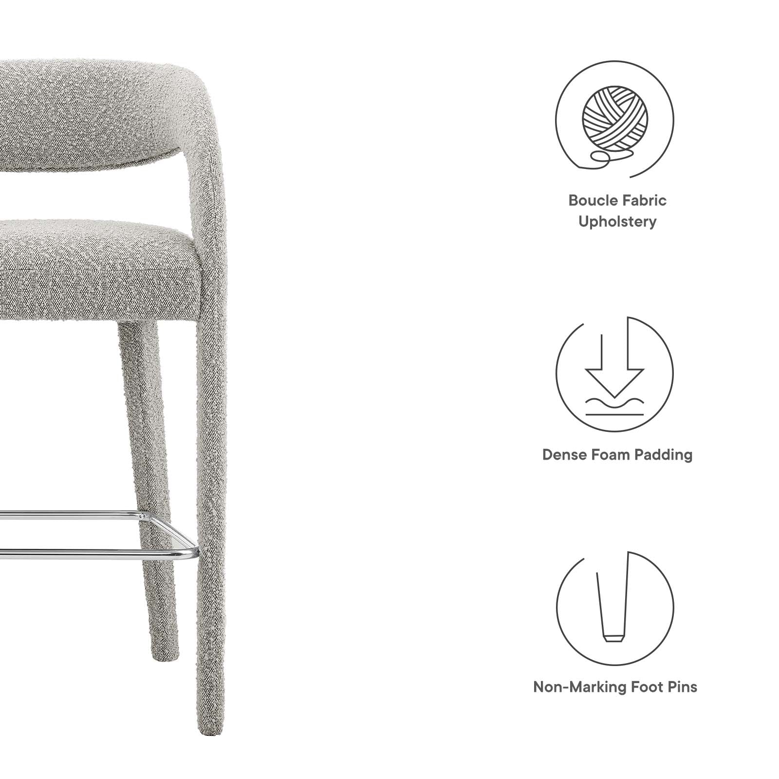 Pinnacle Boucle Upholstered Bar Stool Set of Two By Modway - EEI-6568 - Image 26