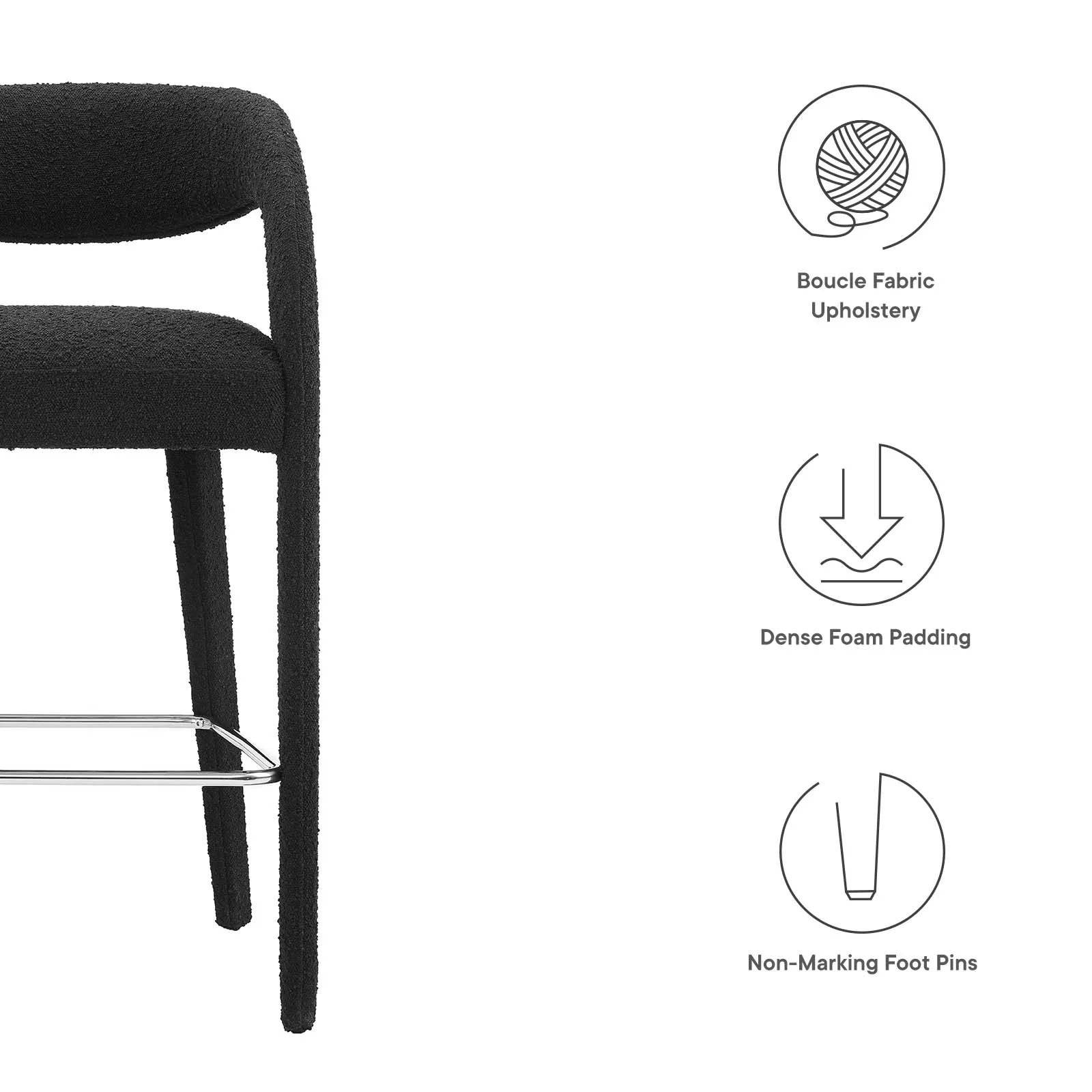 Pinnacle Boucle Upholstered Bar Stool Set of Two By Modway - EEI-6568 - Image 8
