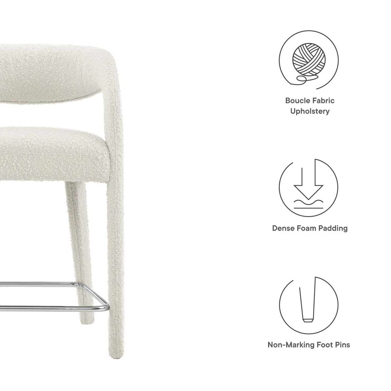 Pinnacle Boucle Upholstered Counter Stool Set of Two By Modway - EEI-6565 - Image 17