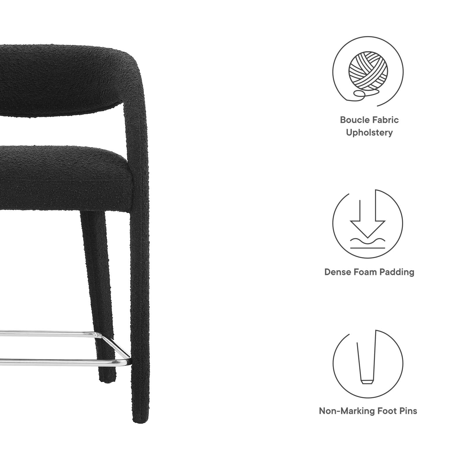 Pinnacle Boucle Upholstered Counter Stool Set of Two By Modway - EEI-6565 - Image 8
