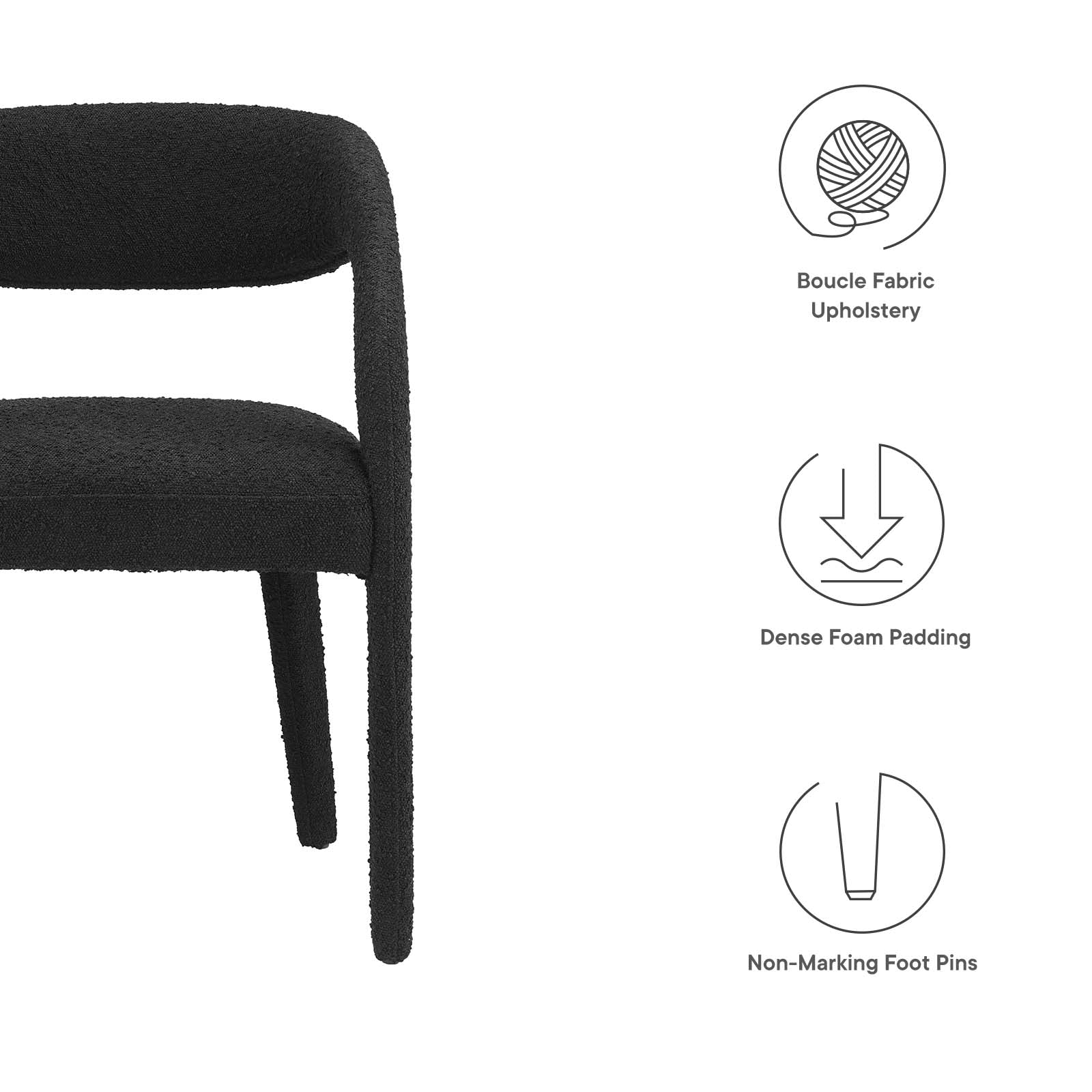 Pinnacle Boucle Upholstered Dining Chair Set of Two By Modway - EEI-6562 - Image 8