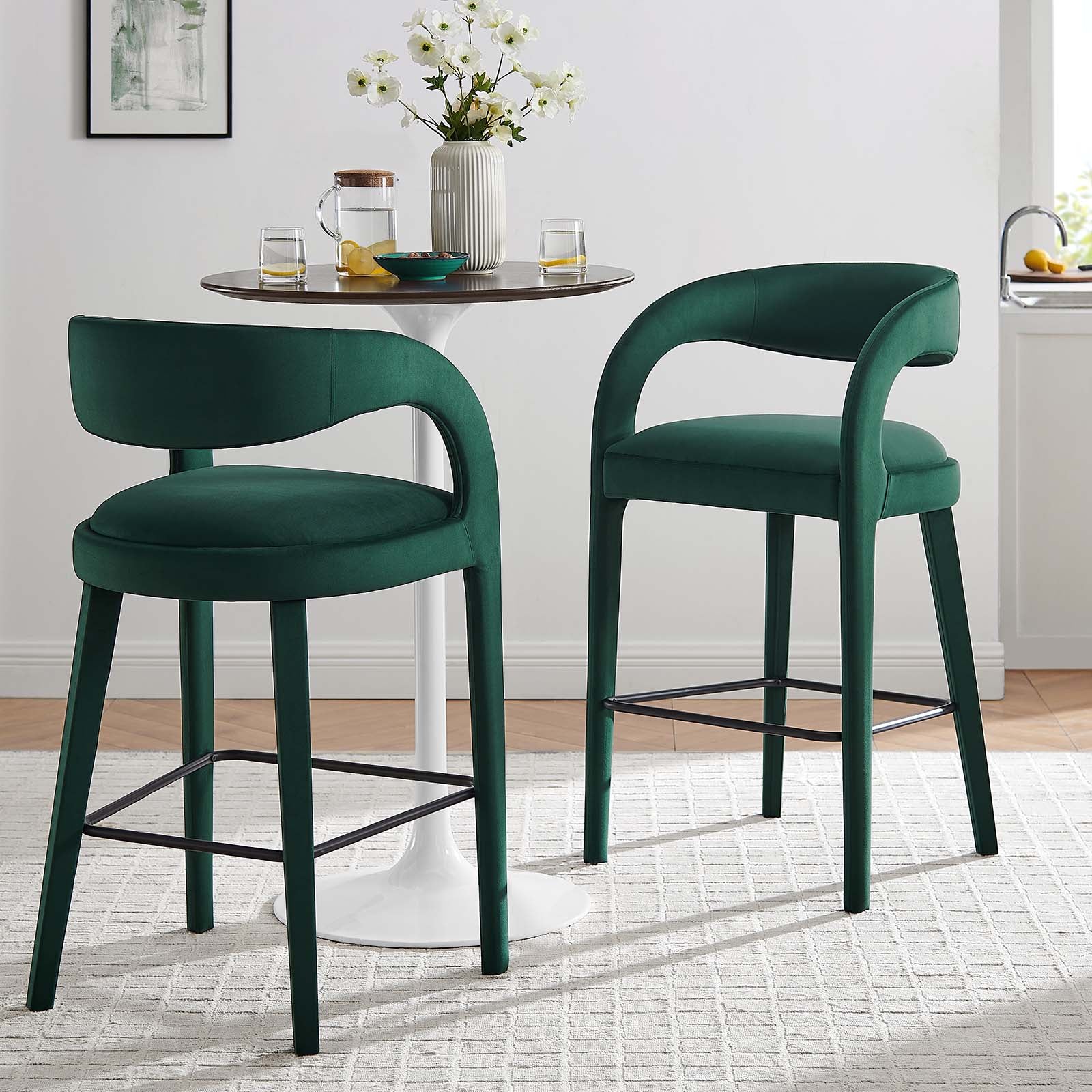 Pinnacle Performance Velvet Bar Stool Set of Two By Modway - EEI-6569 - Image 11