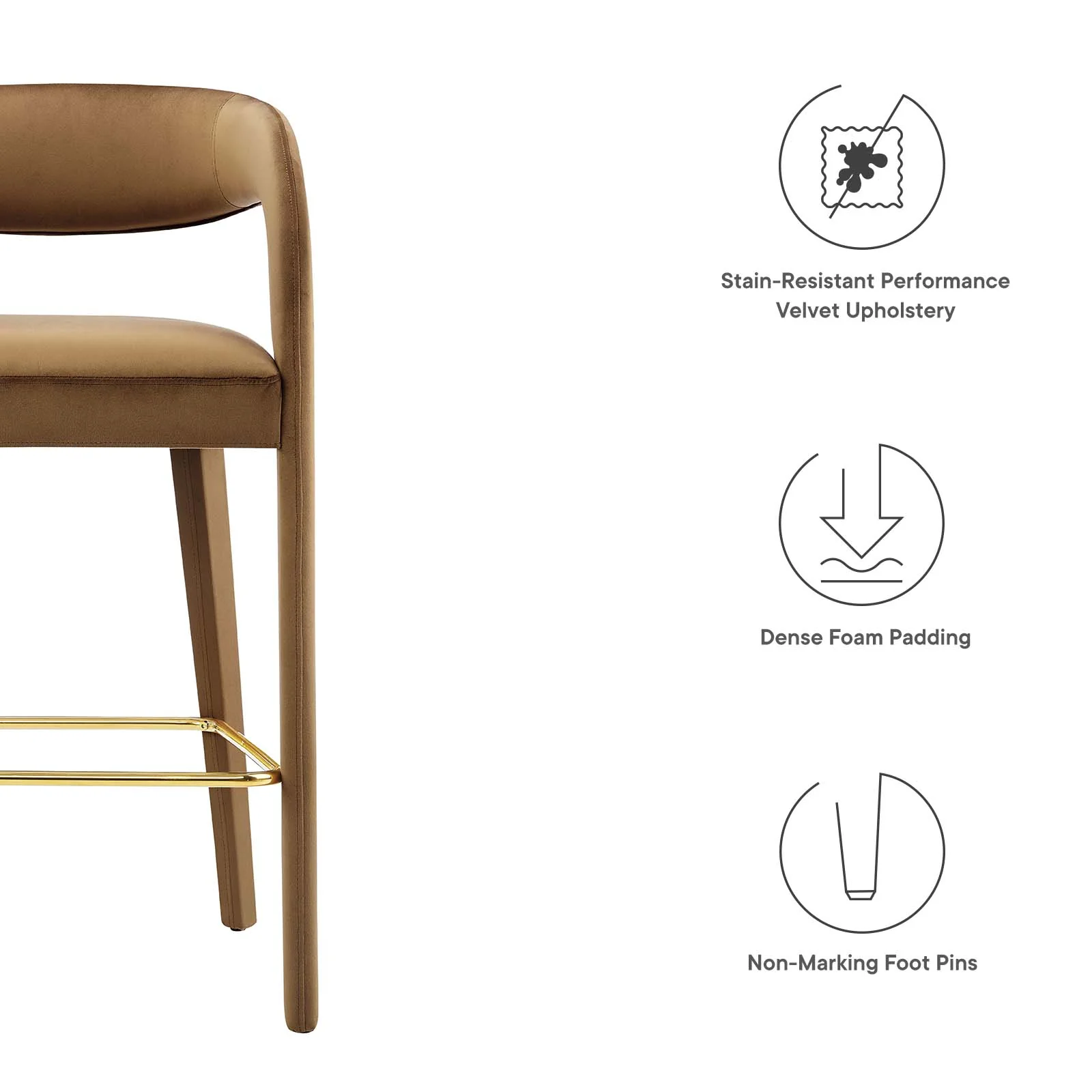 Pinnacle Performance Velvet Bar Stool Set of Two By Modway - EEI-6569 - Image 8