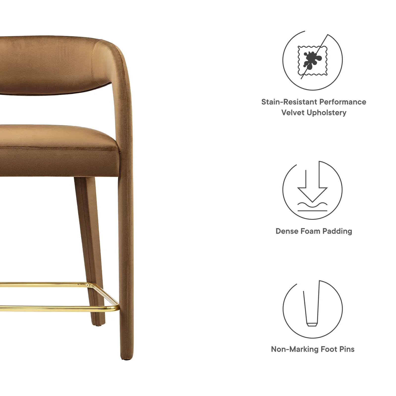 Pinnacle Performance Velvet Counter Stool Set of Two By Modway - EEI-6566 - Image 8