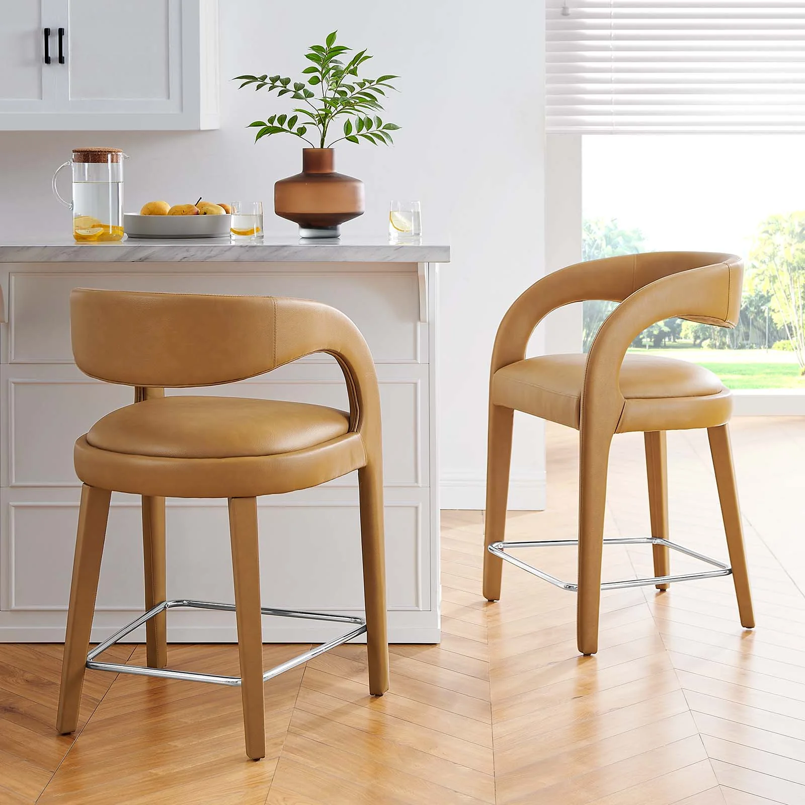 Pinnacle Vegan Leather Counter Stool Set of Two By Modway - EEI-6564 - Image 11