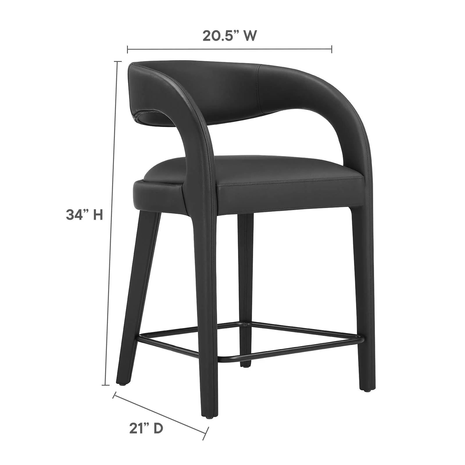 Pinnacle Vegan Leather Counter Stool Set of Two By Modway - EEI-6564 - Image 9