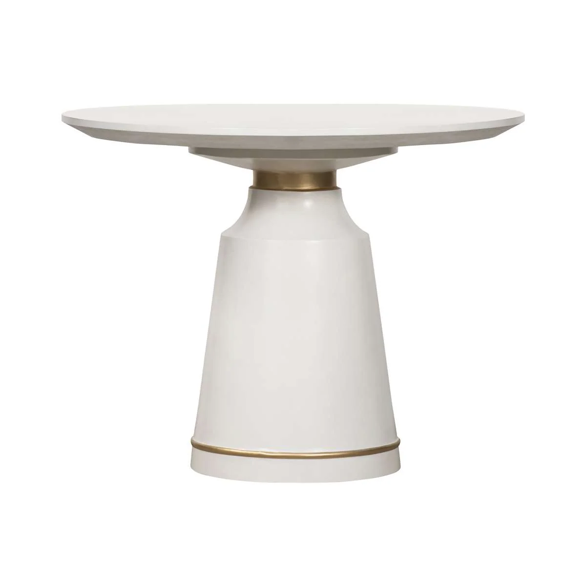 Pinni White Concrete Round Dining Table with Bronze Painted Accent By Armen Living - Image 2
