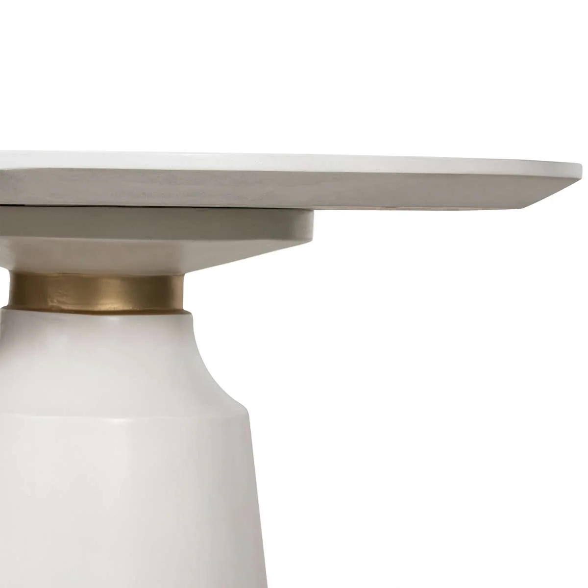 Pinni White Concrete Round Dining Table with Bronze Painted Accent By Armen Living - Image 3