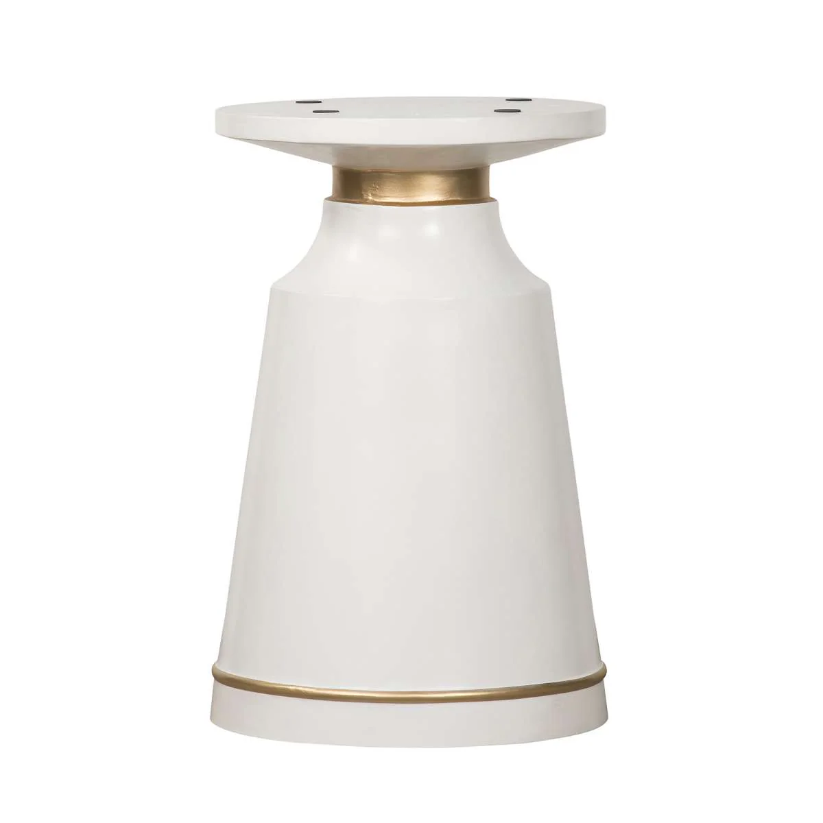 Pinni White Concrete Round Dining Table with Bronze Painted Accent By Armen Living - Image 4