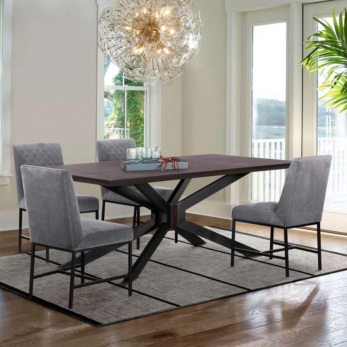 Pirate and Blue Napoli 5 Piece Modern Dining Set By Armen Living - Image 8