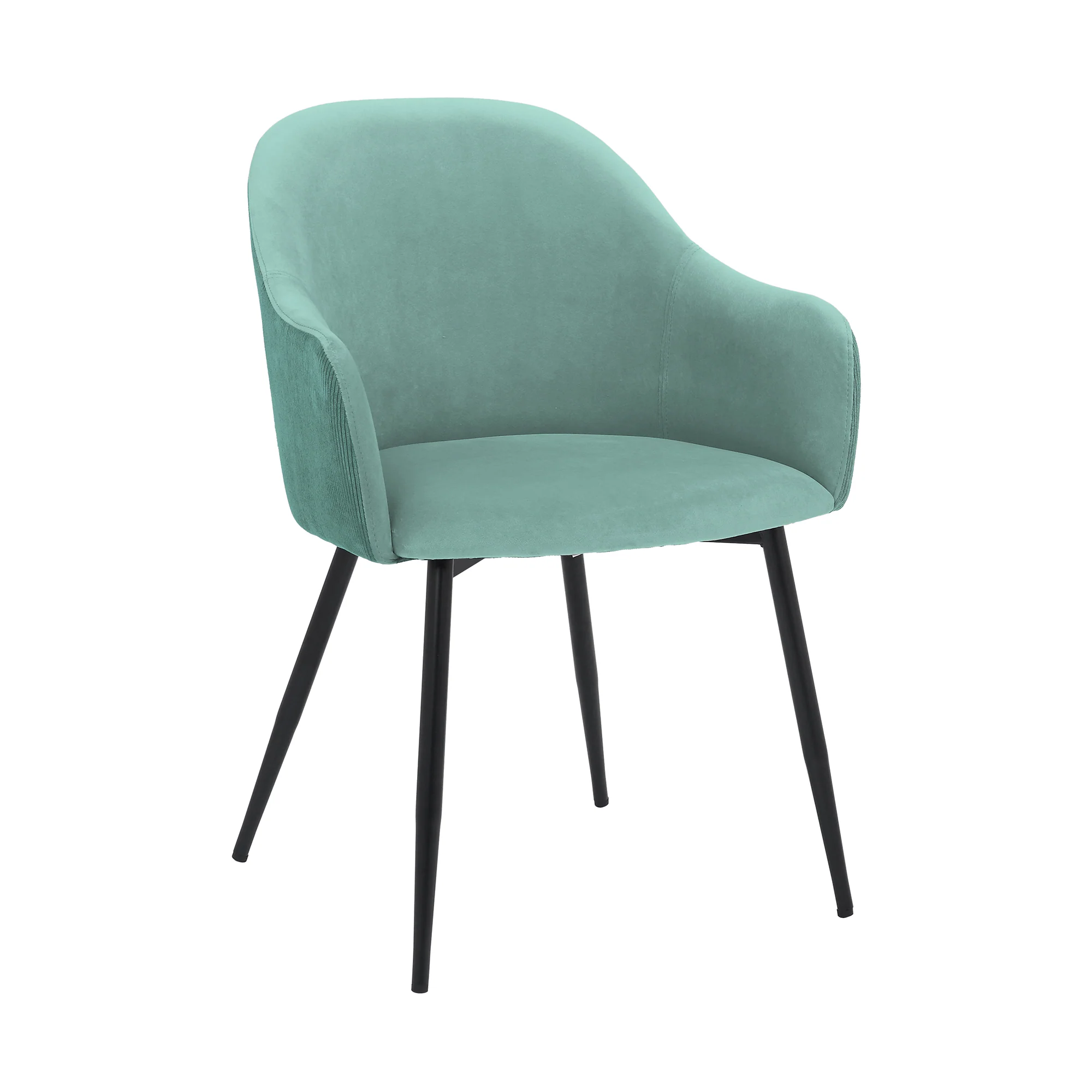 Pixie Two Tone Teal Fabric Dining Room Chair with Black Metal Legs By Armen Living - Image 2