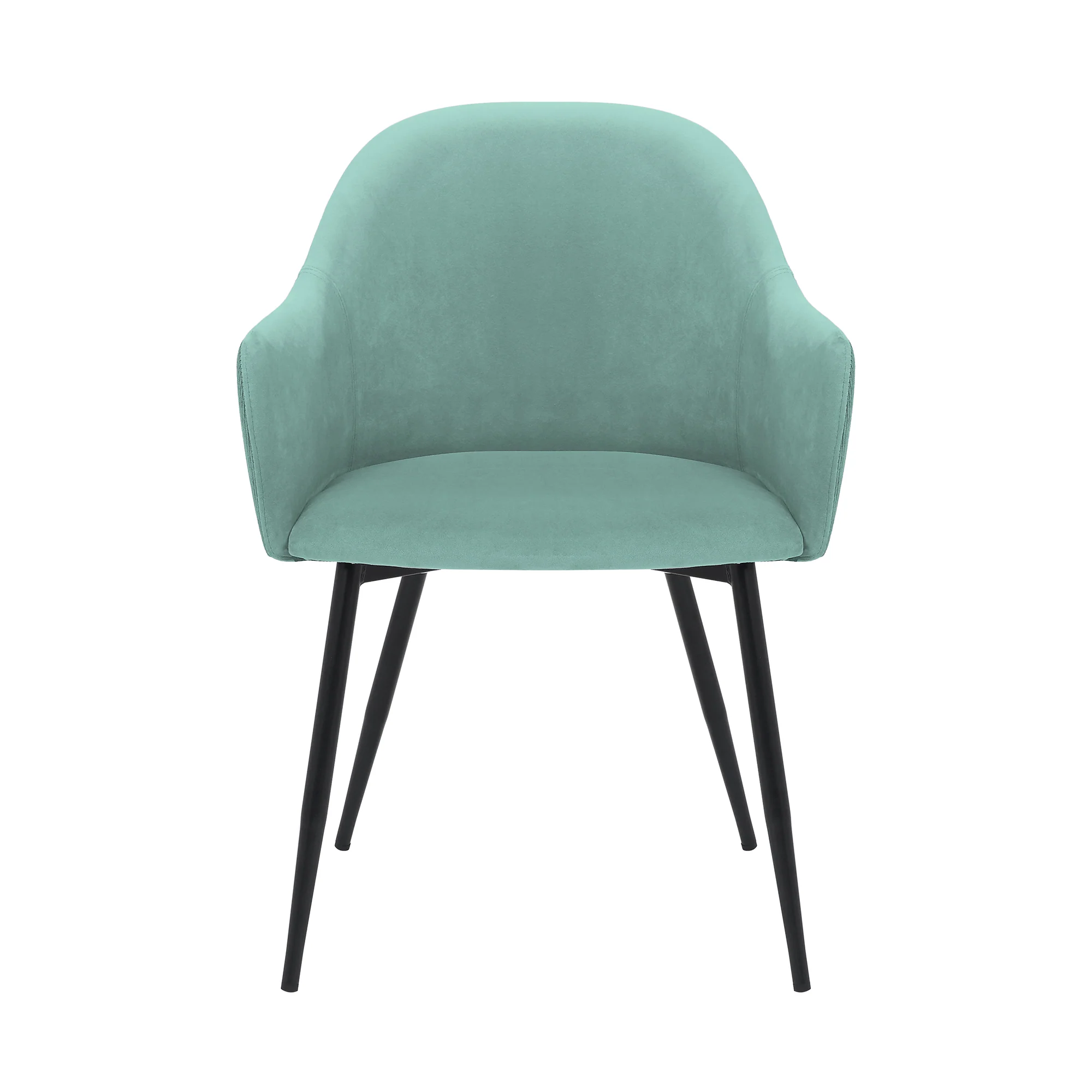 Pixie Two Tone Teal Fabric Dining Room Chair with Black Metal Legs By Armen Living - Image 3