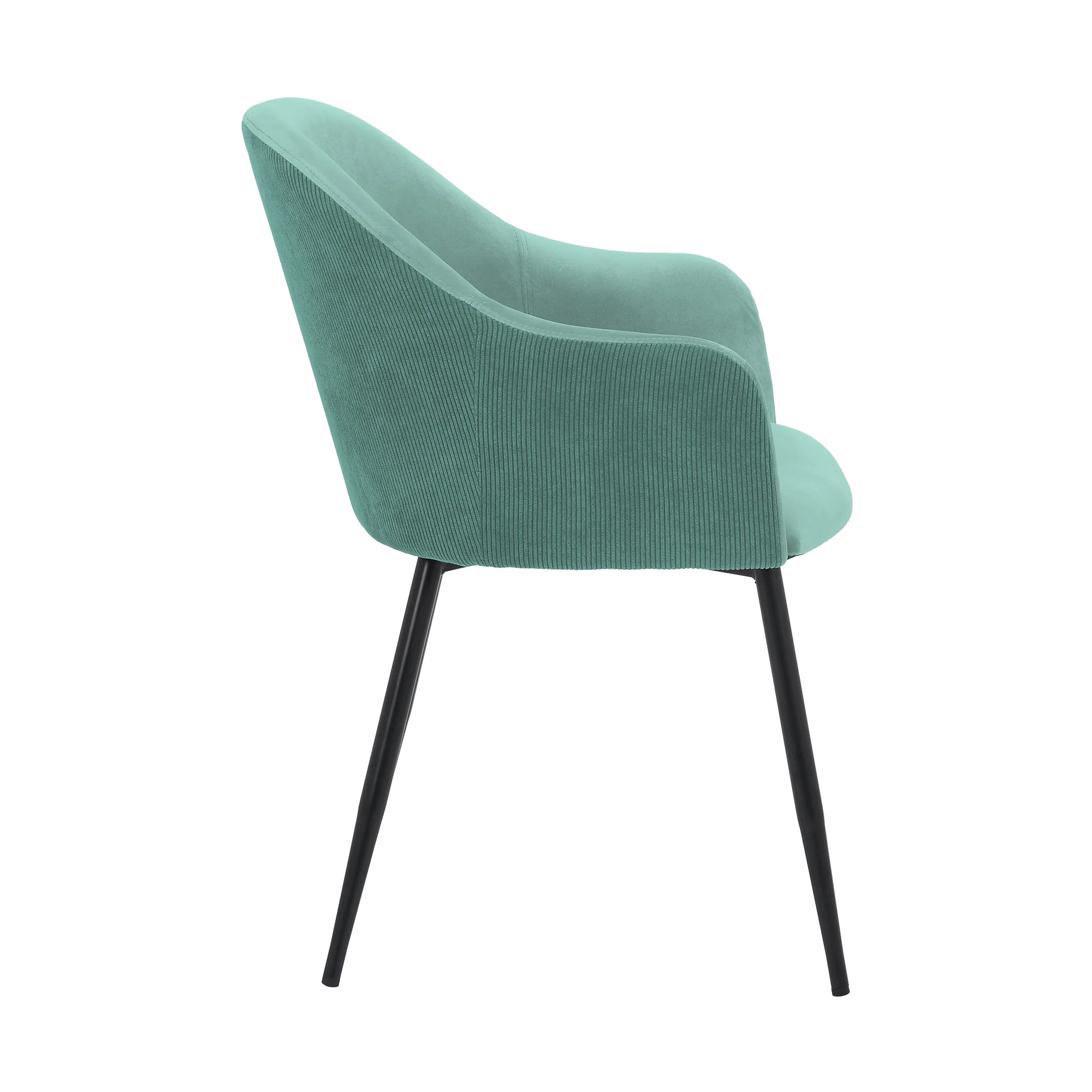 Pixie Two Tone Teal Fabric Dining Room Chair with Black Metal Legs By Armen Living - Image 4