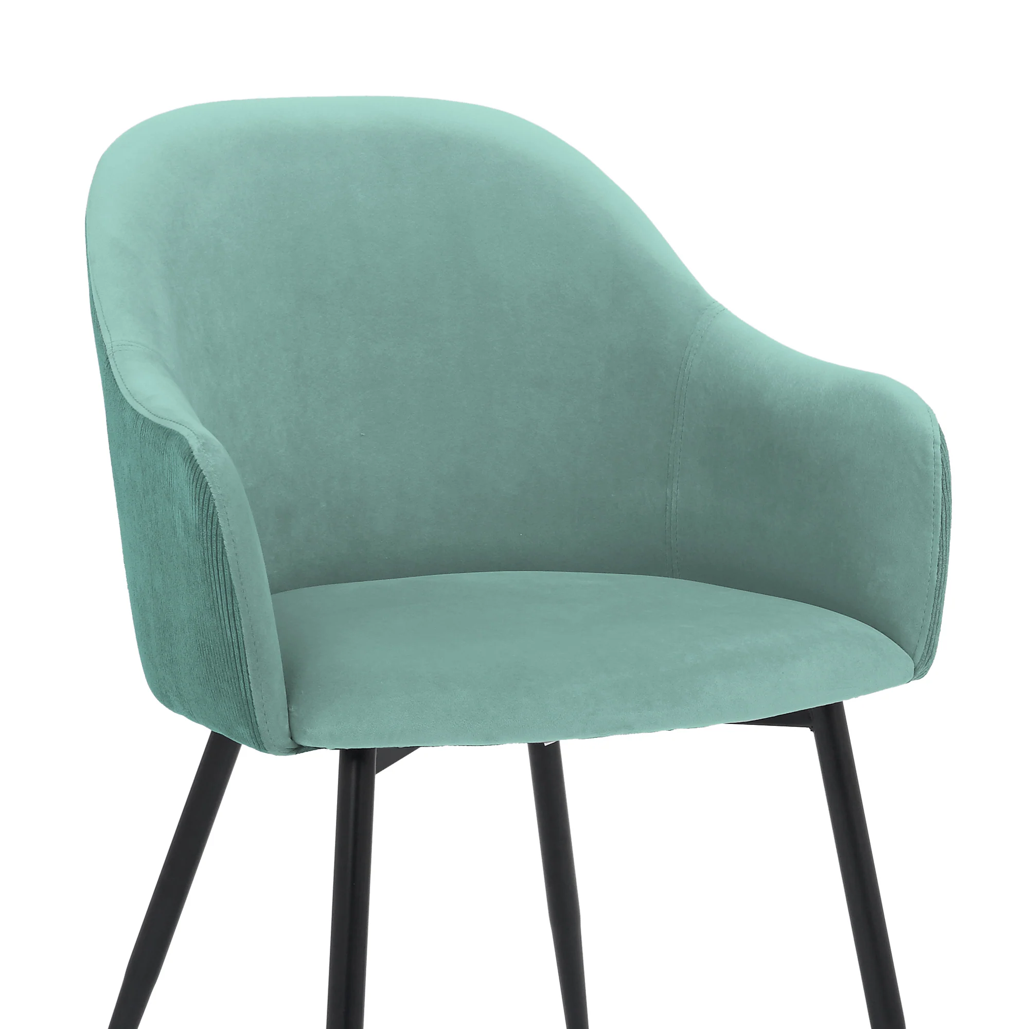 Pixie Two Tone Teal Fabric Dining Room Chair with Black Metal Legs By Armen Living - Image 7