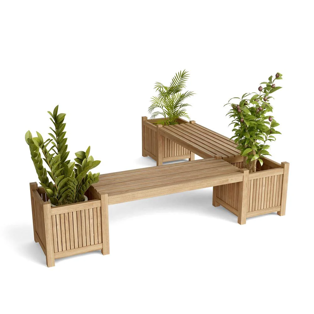 Planter Bench 2 Bench + 3 Planter Box By Anderson Teak - Image 3