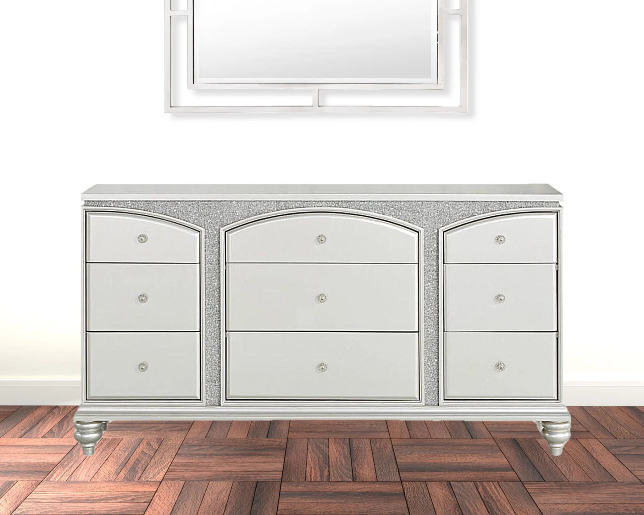 Platinum Manufactured Wood Nine Drawer Dresser By Homeroots - Image 5
