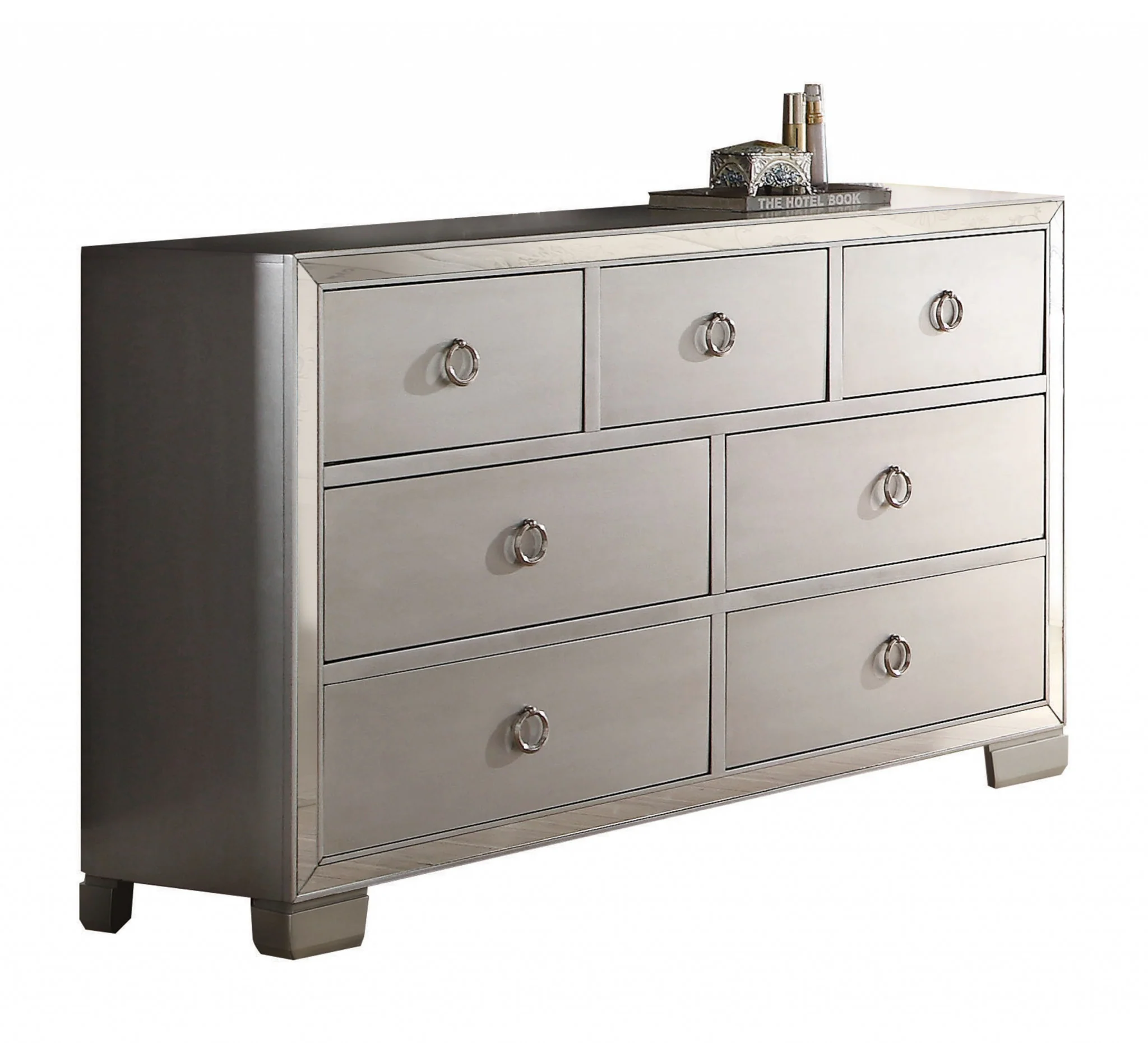 Platinum Solid and Manufactured Wood Seven Drawer Triple Dresser By Homeroots - Image 4
