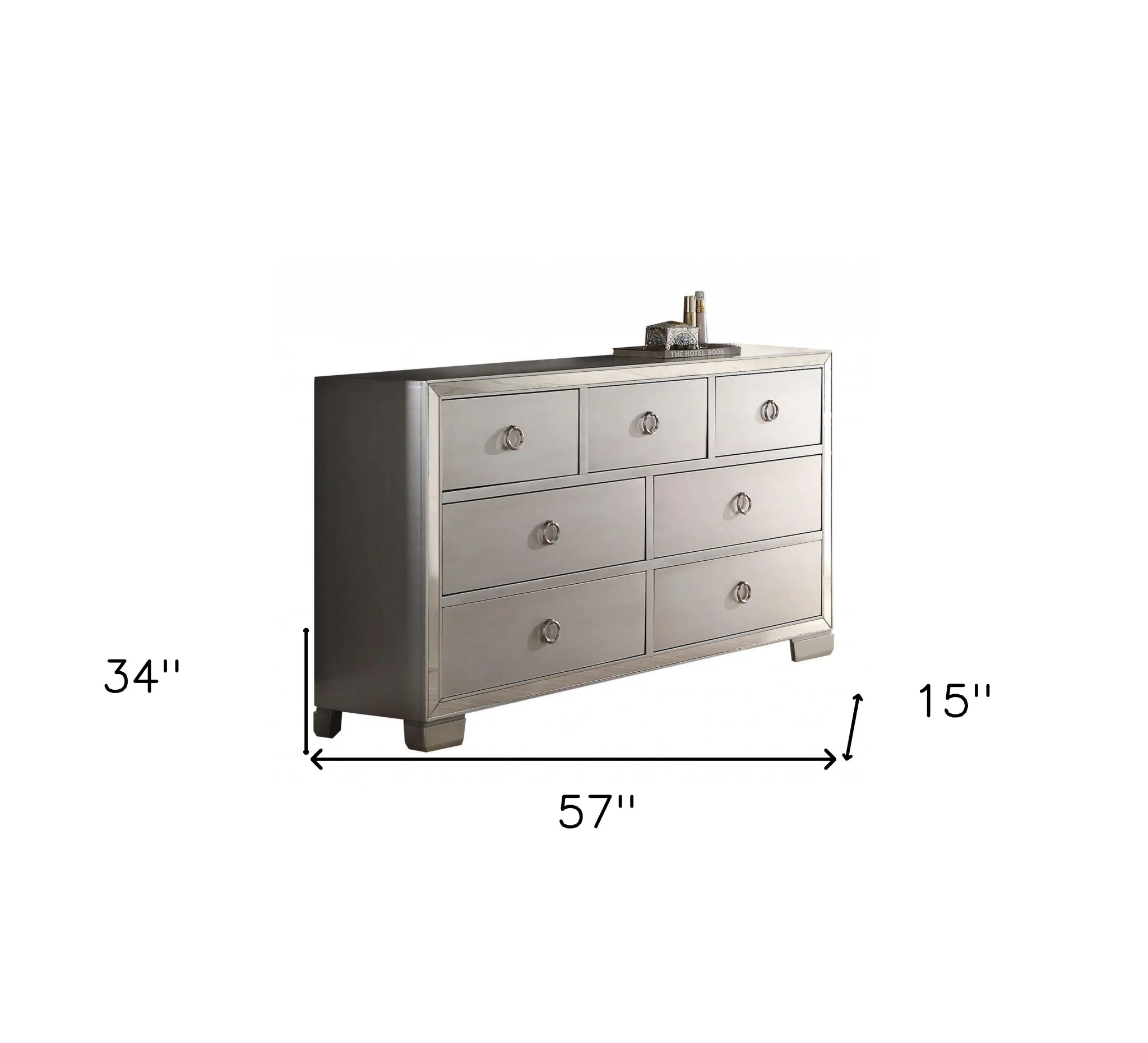 Platinum Solid and Manufactured Wood Seven Drawer Triple Dresser By Homeroots - Image 5