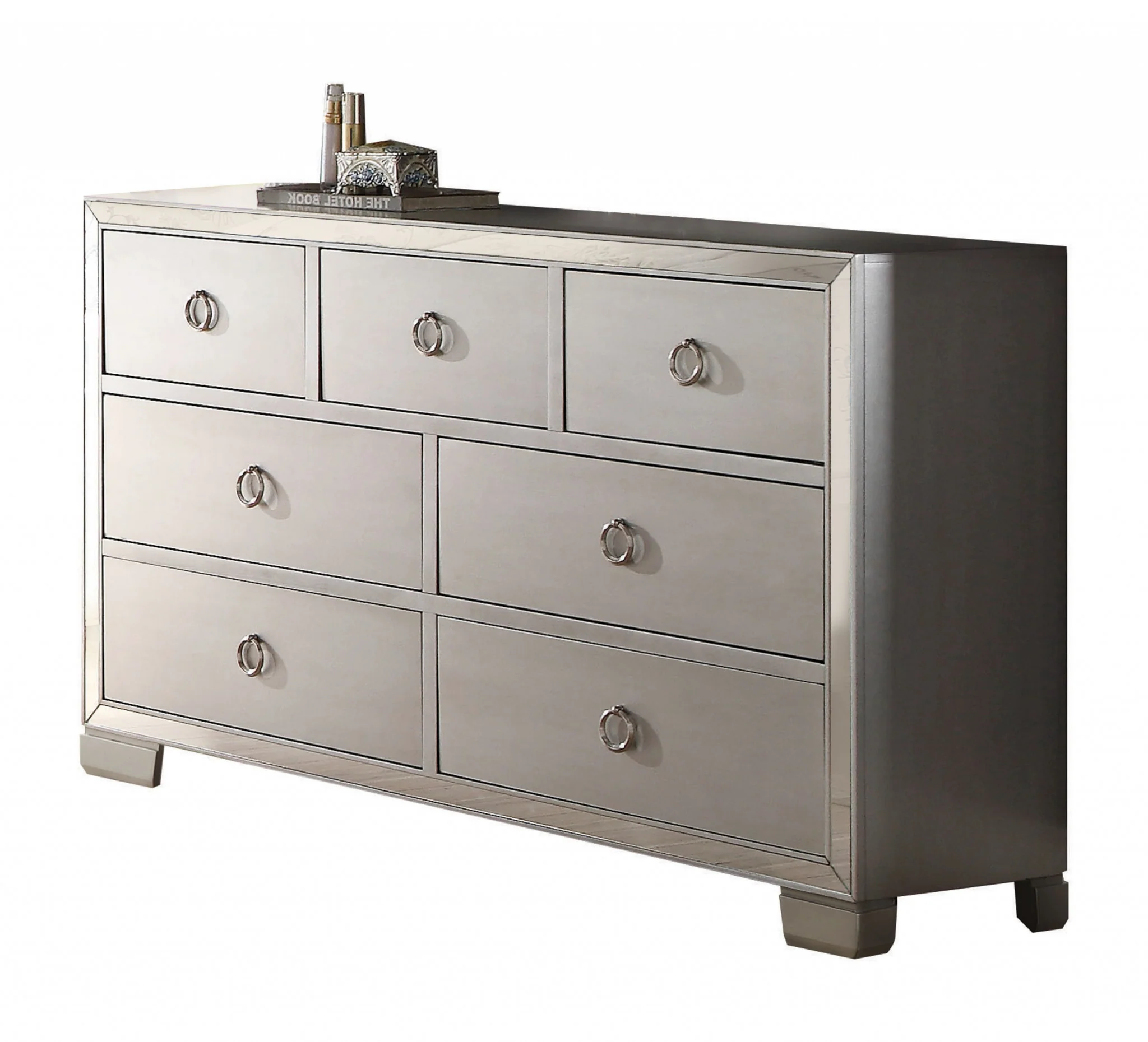 Platinum Solid and Manufactured Wood Seven Drawer Triple Dresser By Homeroots - Image 8