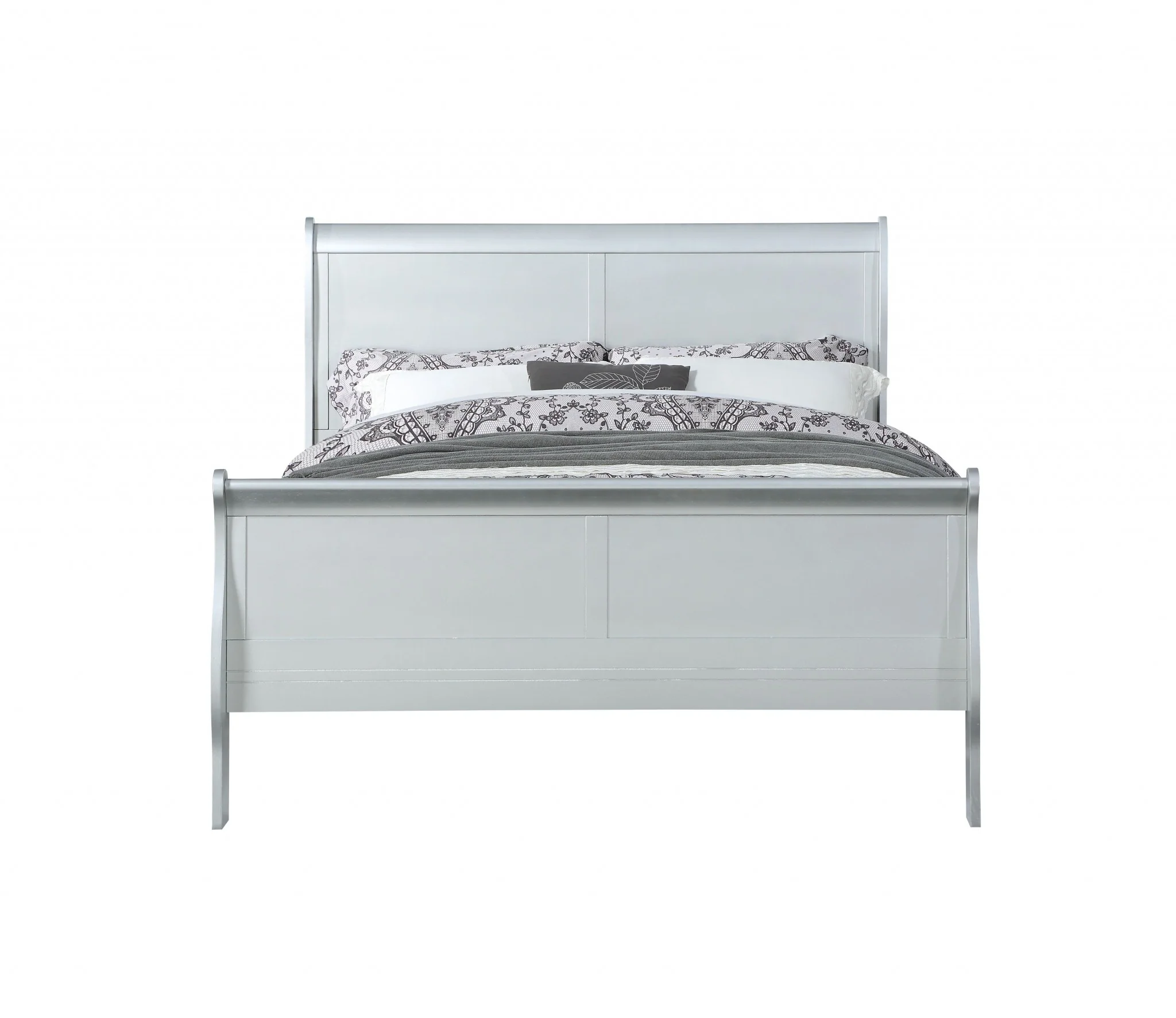 Platinum Wood King Bed By Homeroots - Image 2