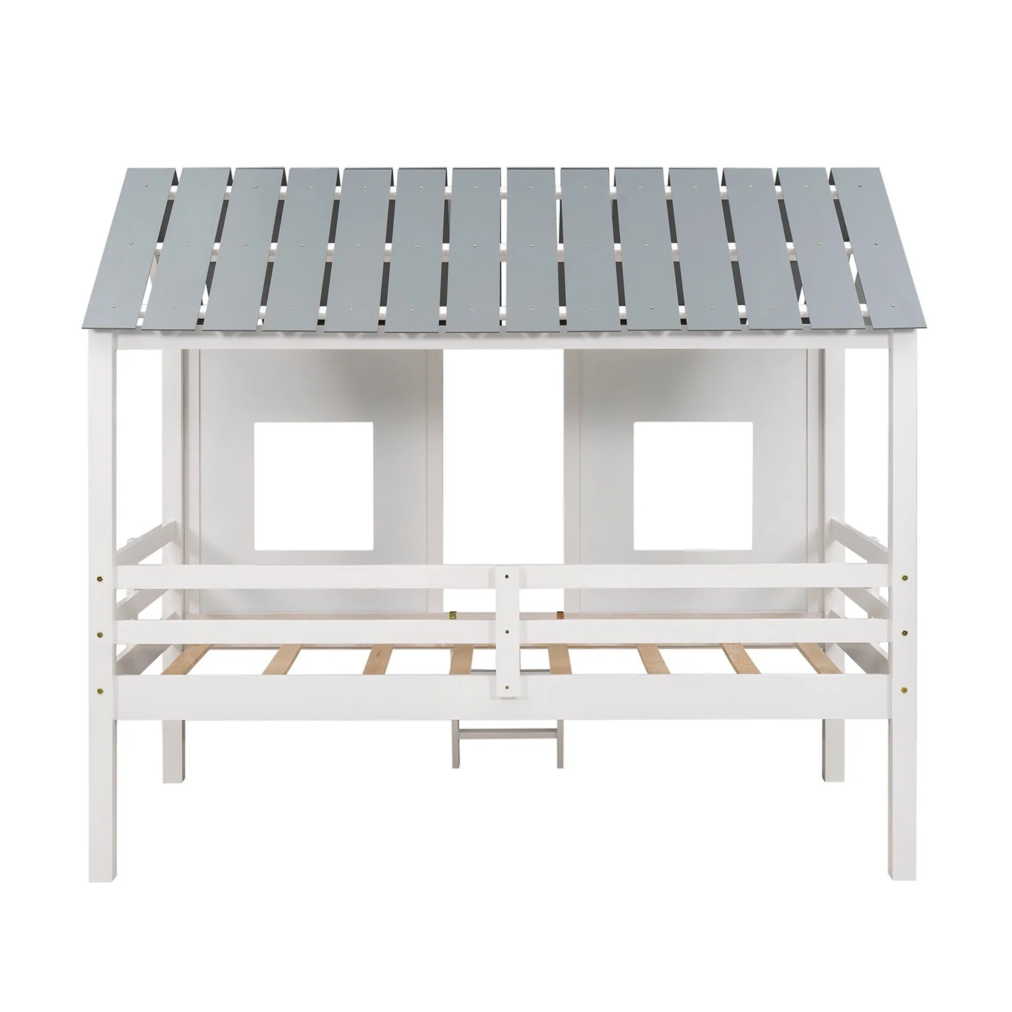 Playhouse With Windows And Roof White Twin Size Low Loft Bed By Homeroots - Image 7