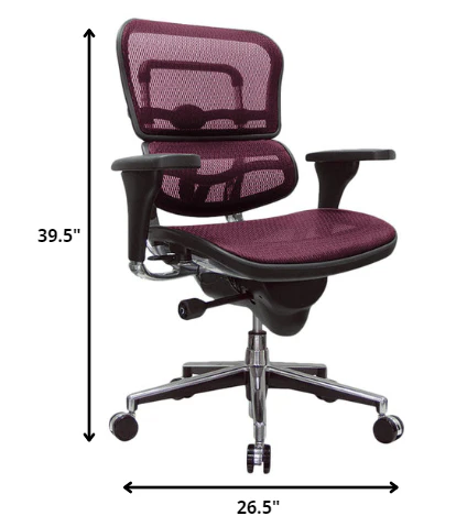 Plum Red Mesh Chair By Homeroots - 372398 - Image 2