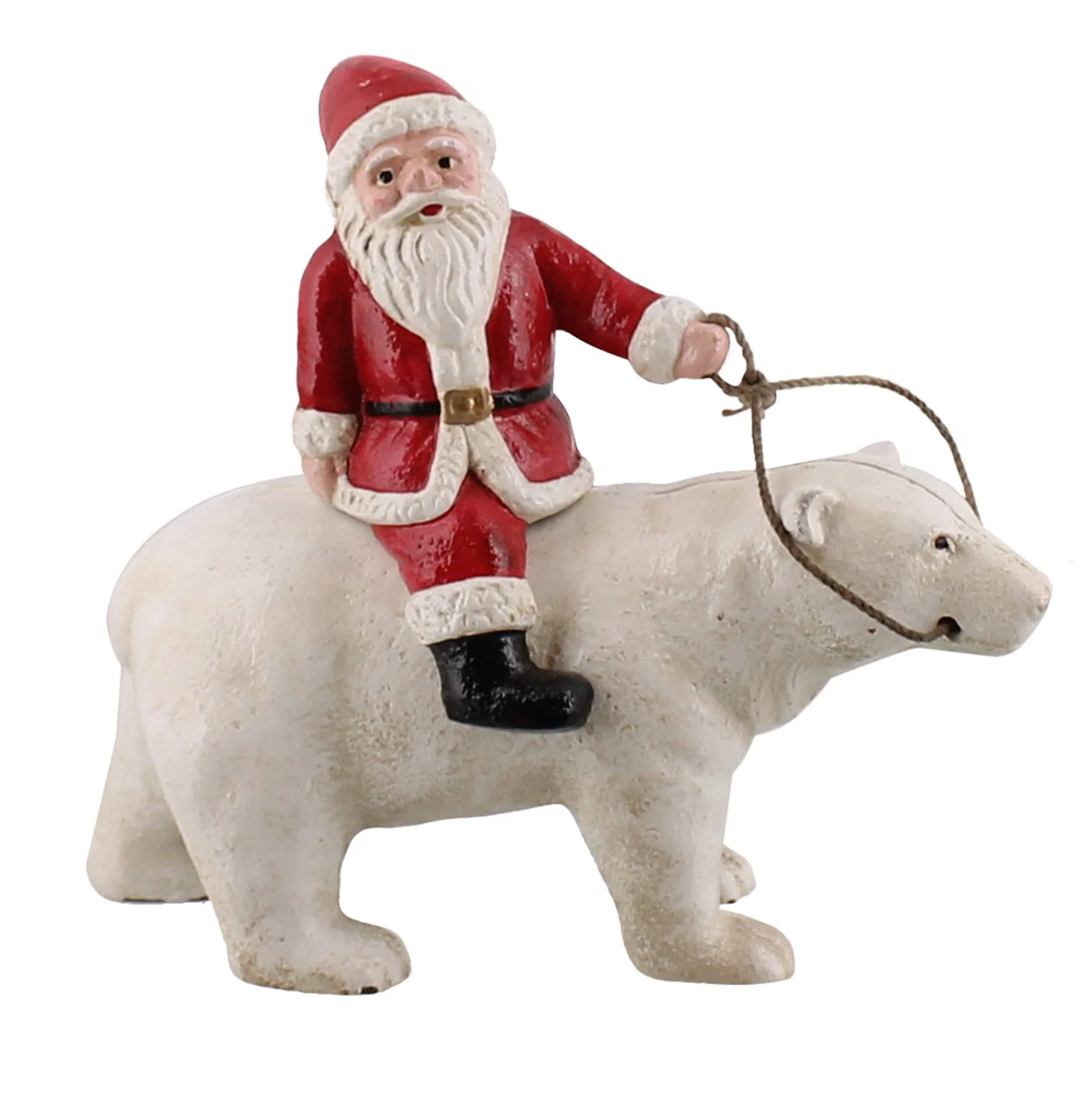 Polar Bear with Santa, Cast Iron By HomArt - Image 2
