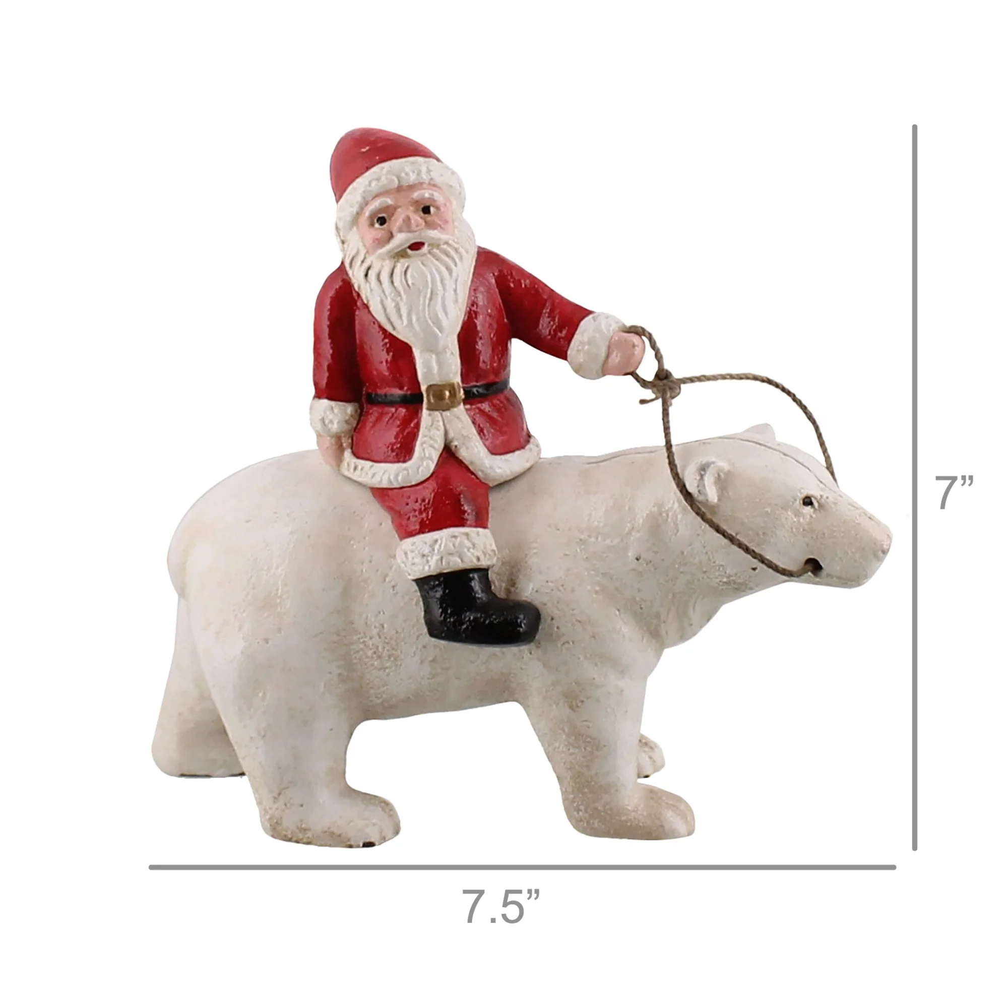 Polar Bear with Santa, Cast Iron By HomArt - Image 3
