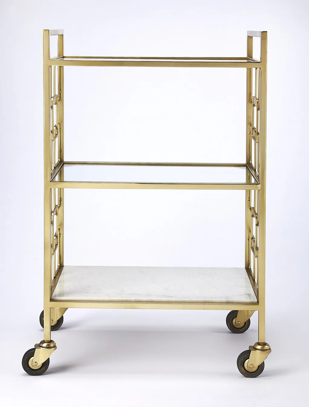 Polished Gold Bar Cart By Homeroots - Image 2