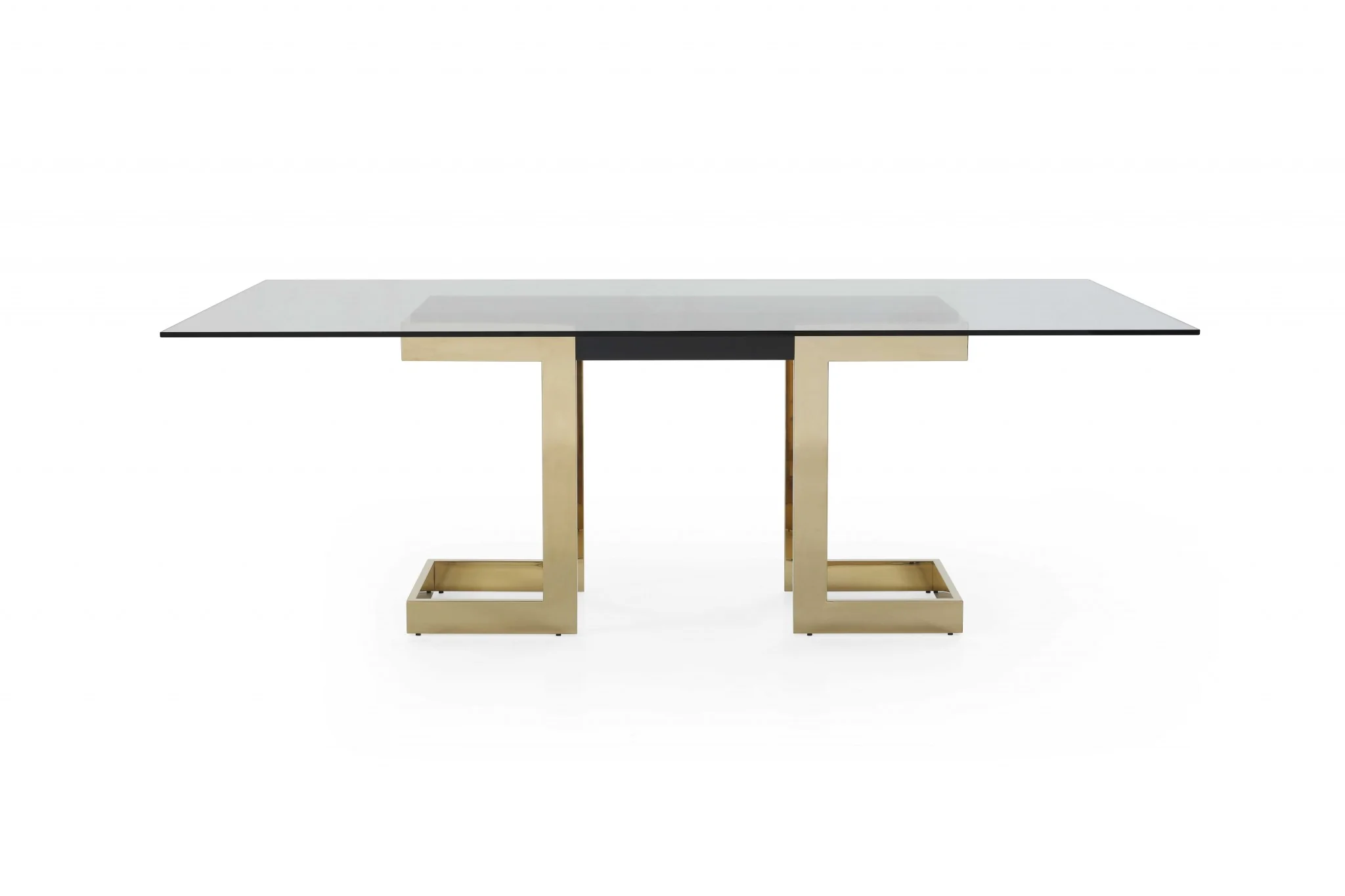Polished Gold Glass Stainless Steel Dining Table By Homeroots - Image 4