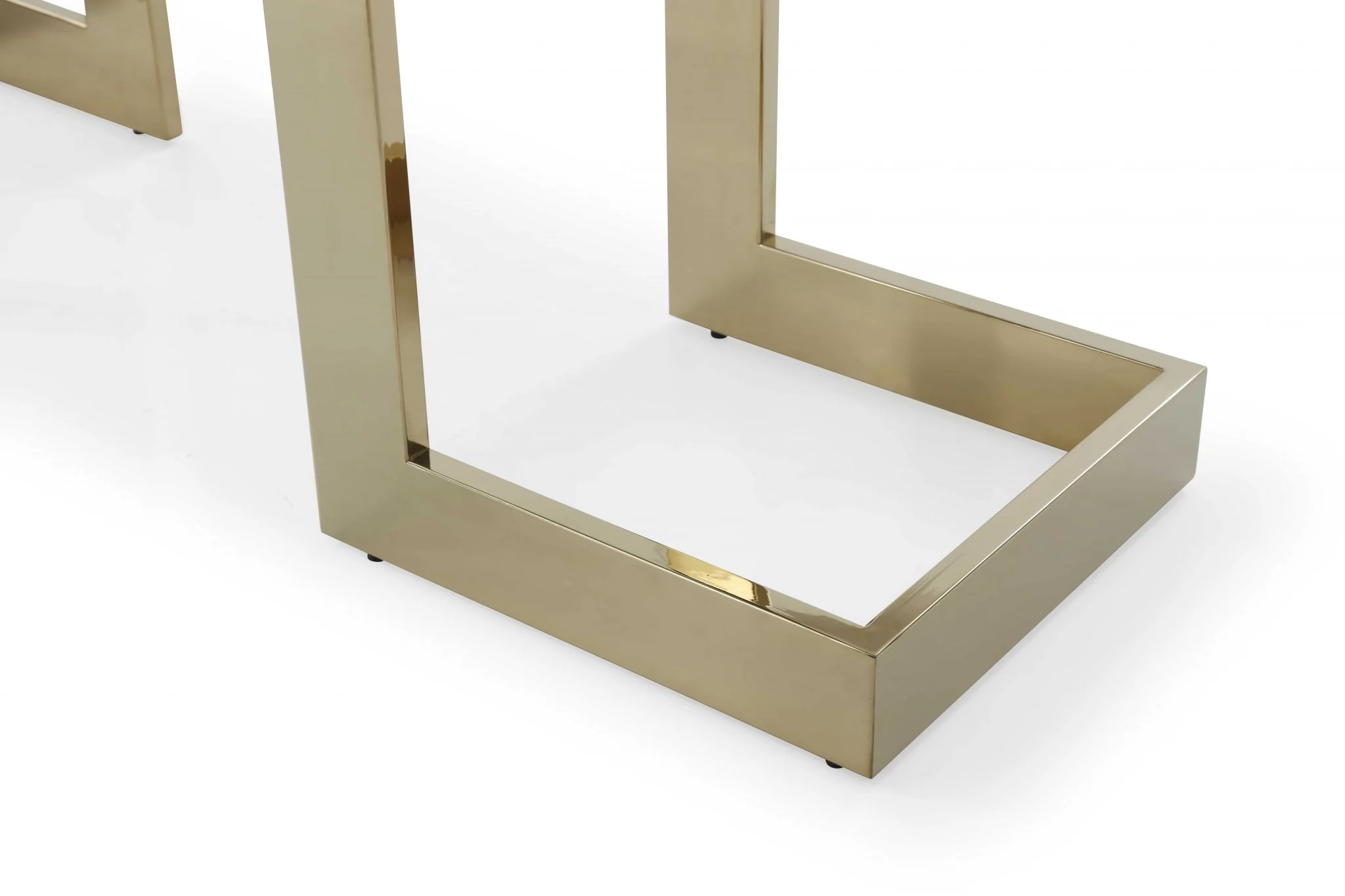 Polished Gold Glass Stainless Steel Dining Table By Homeroots - Image 6
