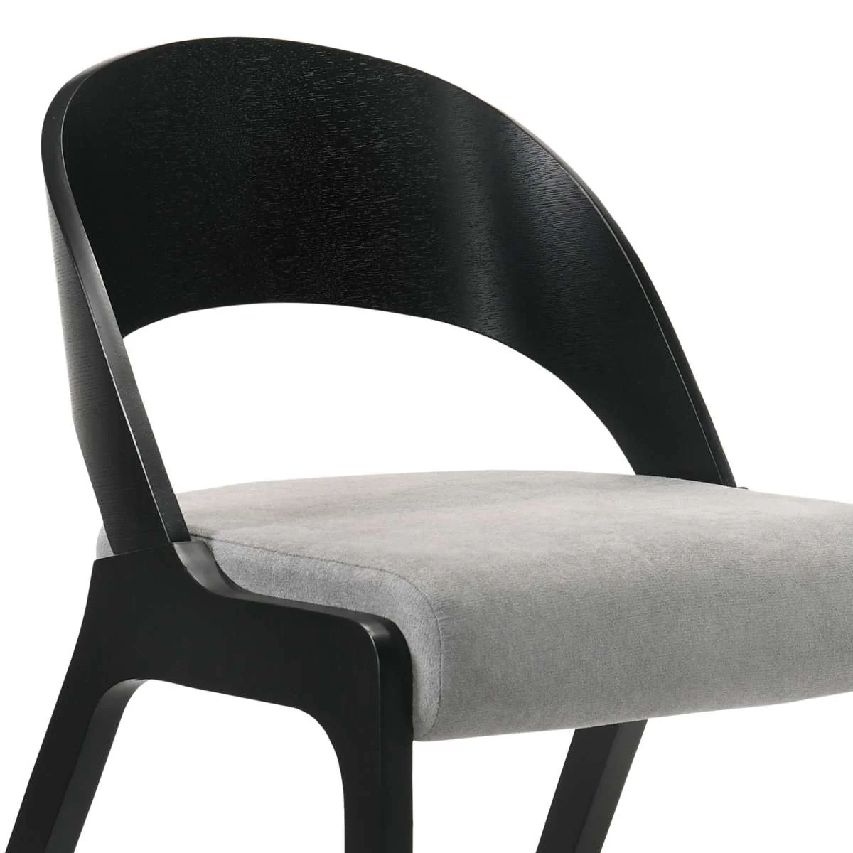 Polly Mid-Century Gray Upholstered Dining Chairs in Black Finish - Set of 2 By Armen Living - Image 4