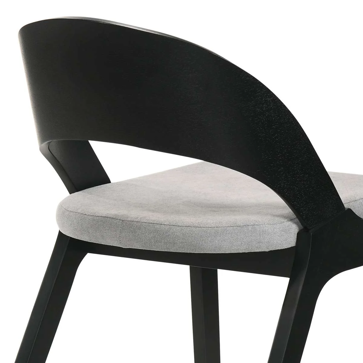 Polly Mid-Century Gray Upholstered Dining Chairs in Black Finish - Set of 2 By Armen Living - Image 5