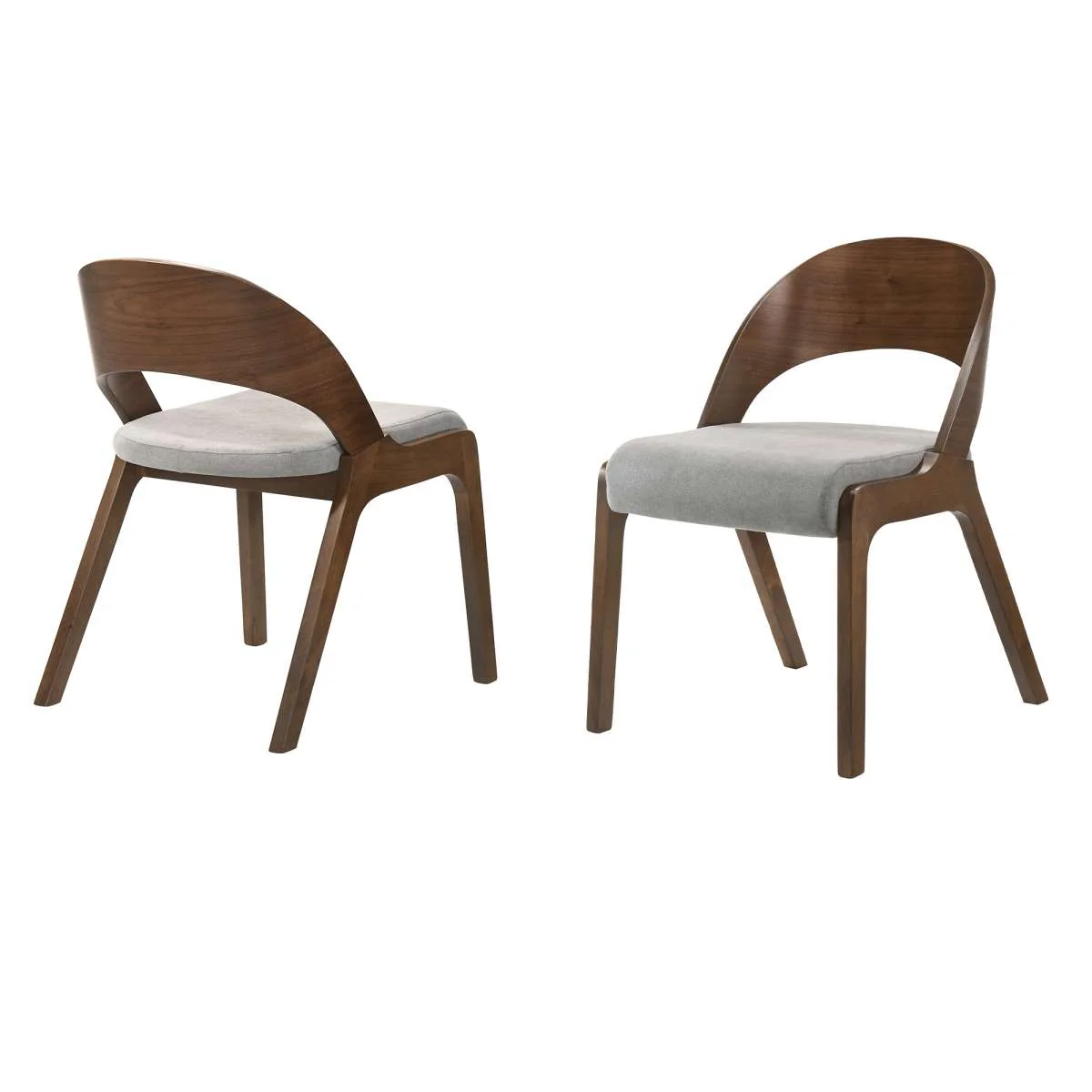 Polly Mid-Century Gray Upholstered Dining Chairs in Black Finish - Set of 2 By Armen Living - Image 6