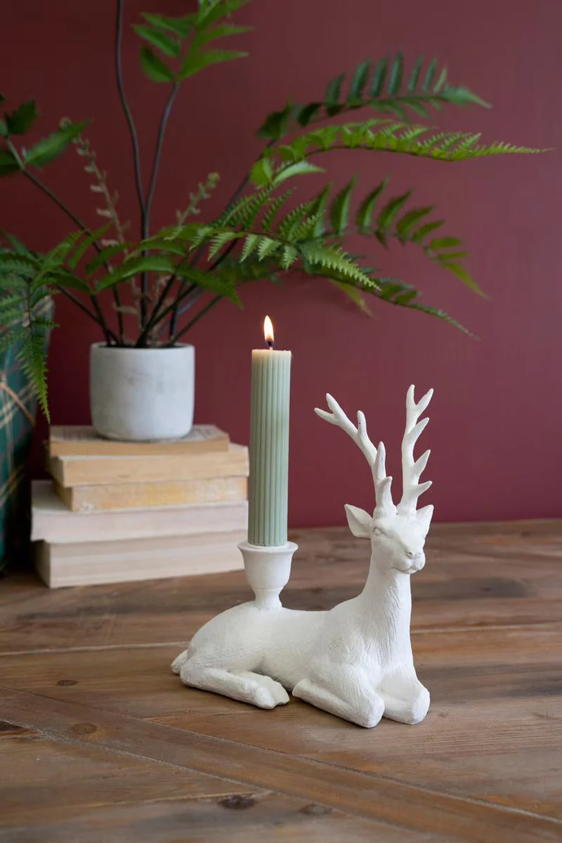 Poly Resin Christmas Deer Taper Candle Holder (Min 2) By Kalalou - Image 2