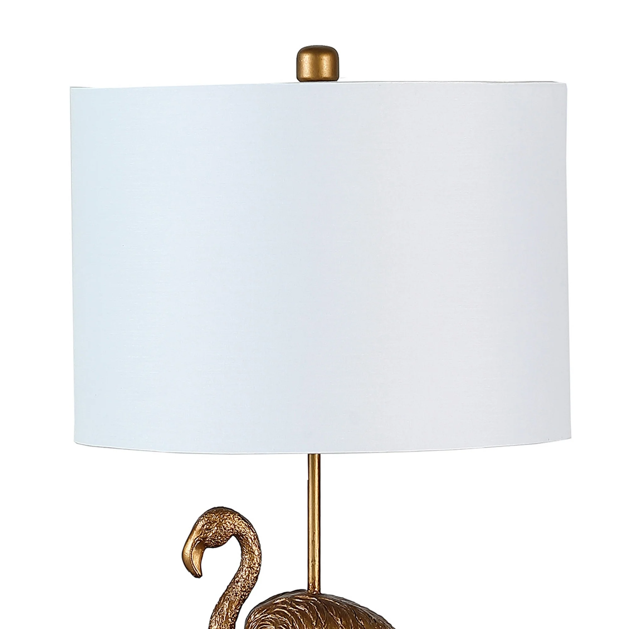 Polyresin Standing Flamingo Design Table Lamp With Round Base Gold By Benzara - Image 4