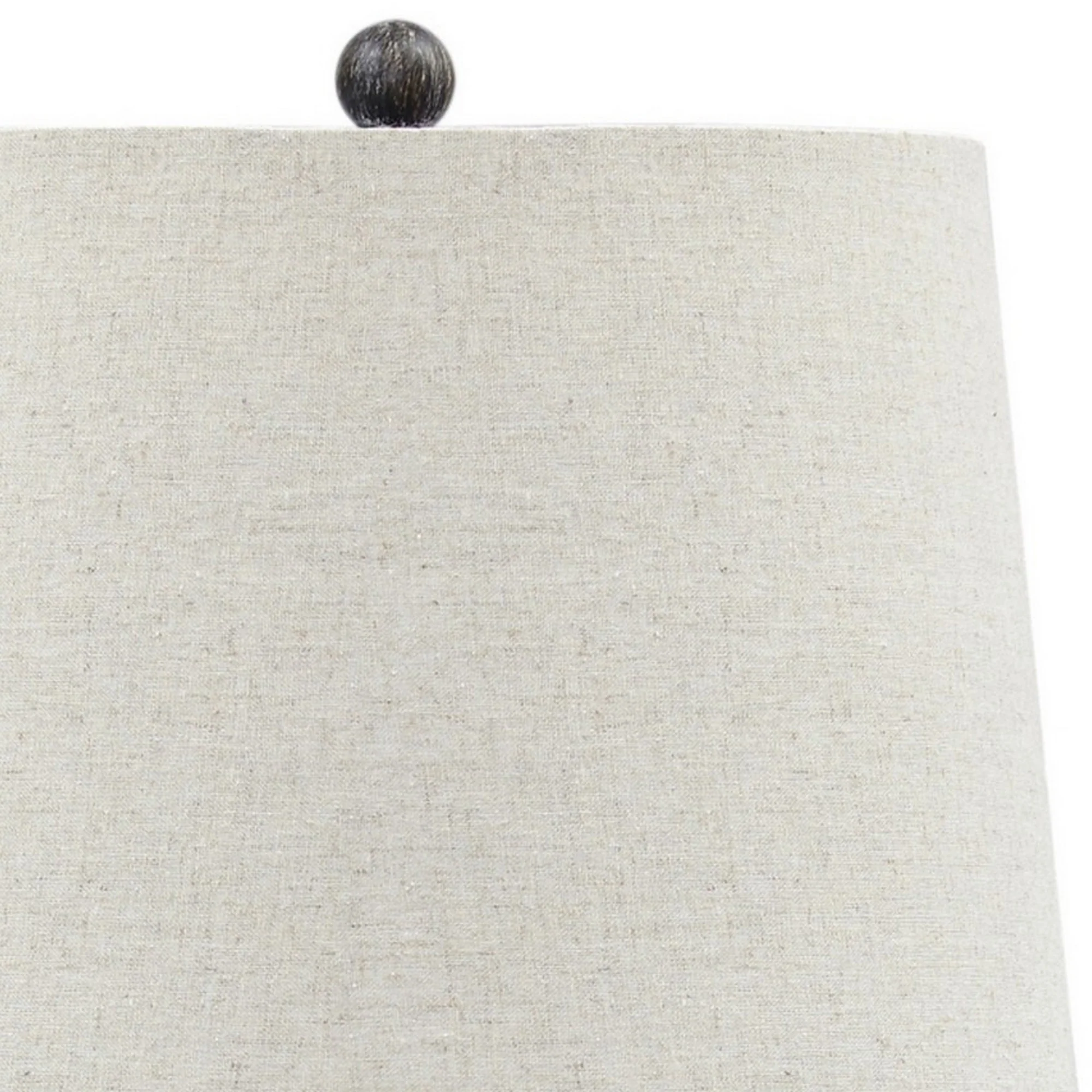 Polyresin Table Lamp With Turned Base Set Of 2 Brown And Off White By Benzara - Image 2