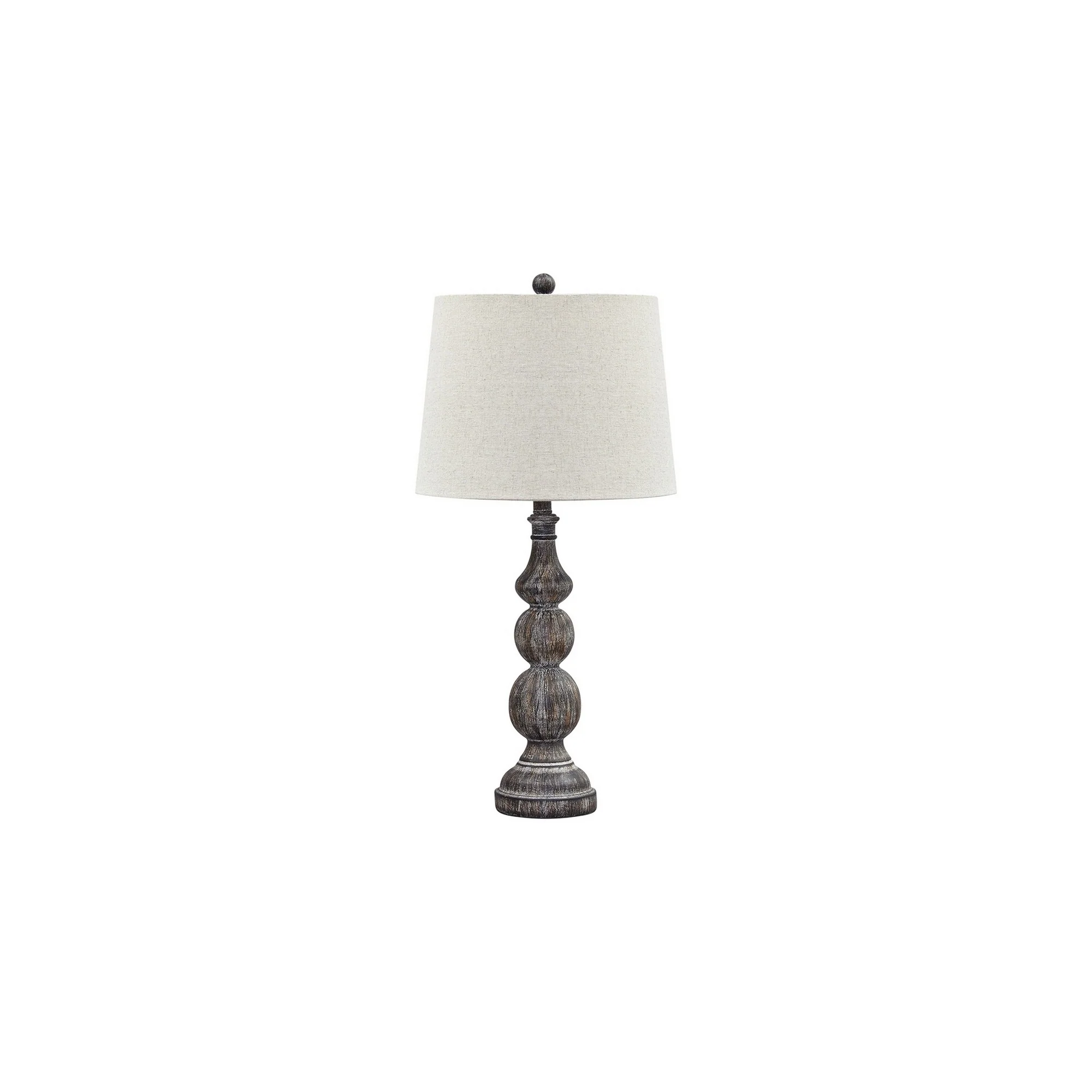 Polyresin Table Lamp With Turned Base Set Of 2 Brown And Off White By Benzara - Image 4
