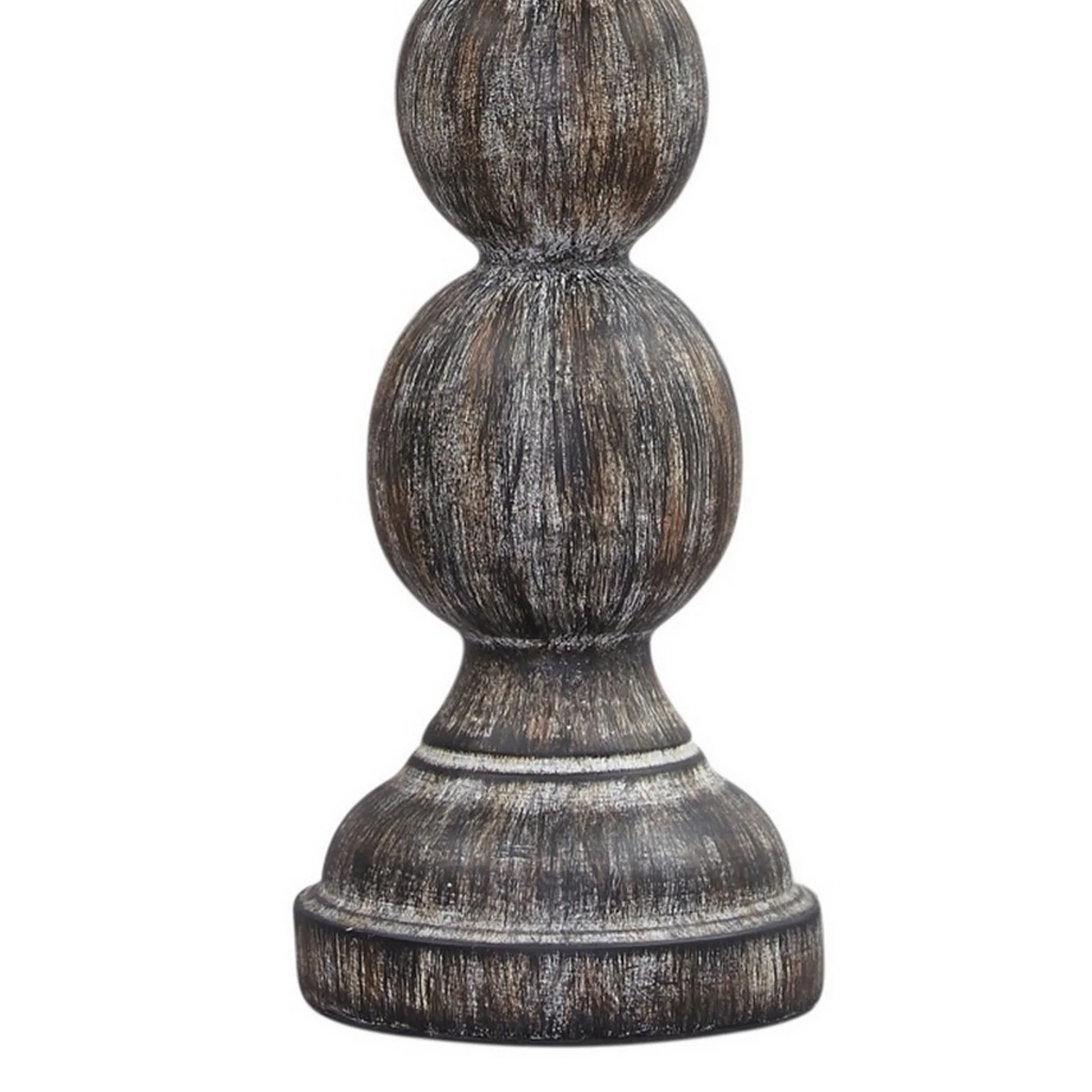 Polyresin Table Lamp With Turned Base Set Of 2 Brown And Off White By Benzara - Image 5