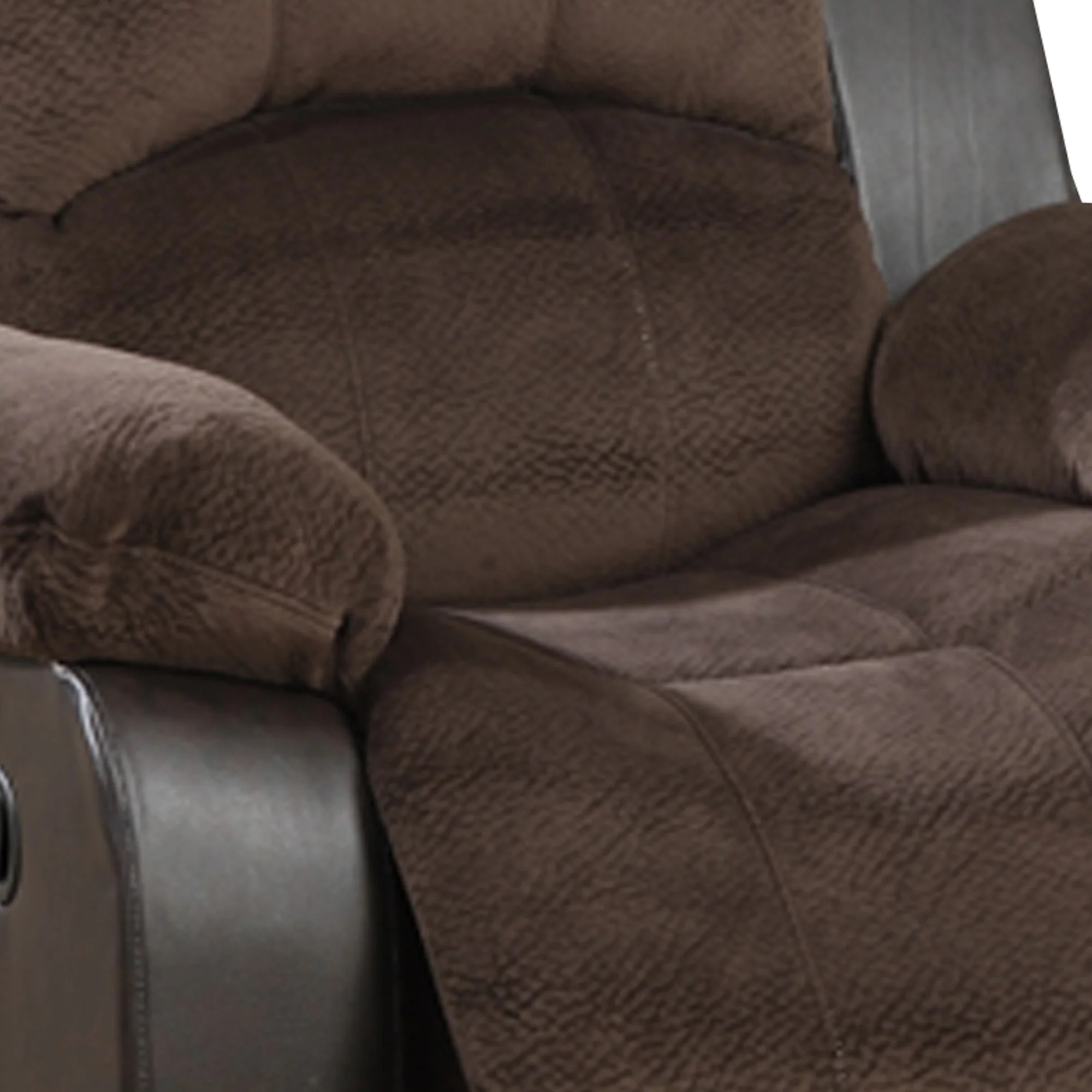 Polyurethane Rocker Recliner In Choco Suede Brown By Benzara - Image 2